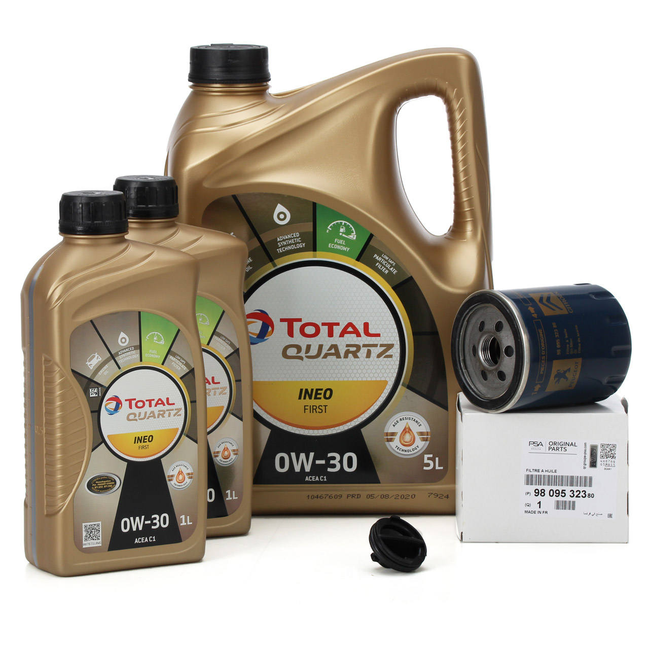 7L TOTAL QUARTZ INEO FIRST Motoröl Öl 0W30 + ORIGINAL PSA Opel Ölfilter 9809532380