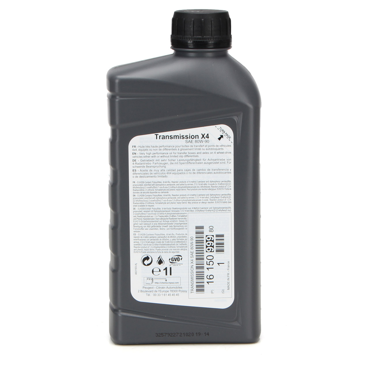 1L 1 Liter ORIGINAL PSA Schaltgetriebeöl Haldex-Öl X4 80W-90 B71 2375 1615099980
