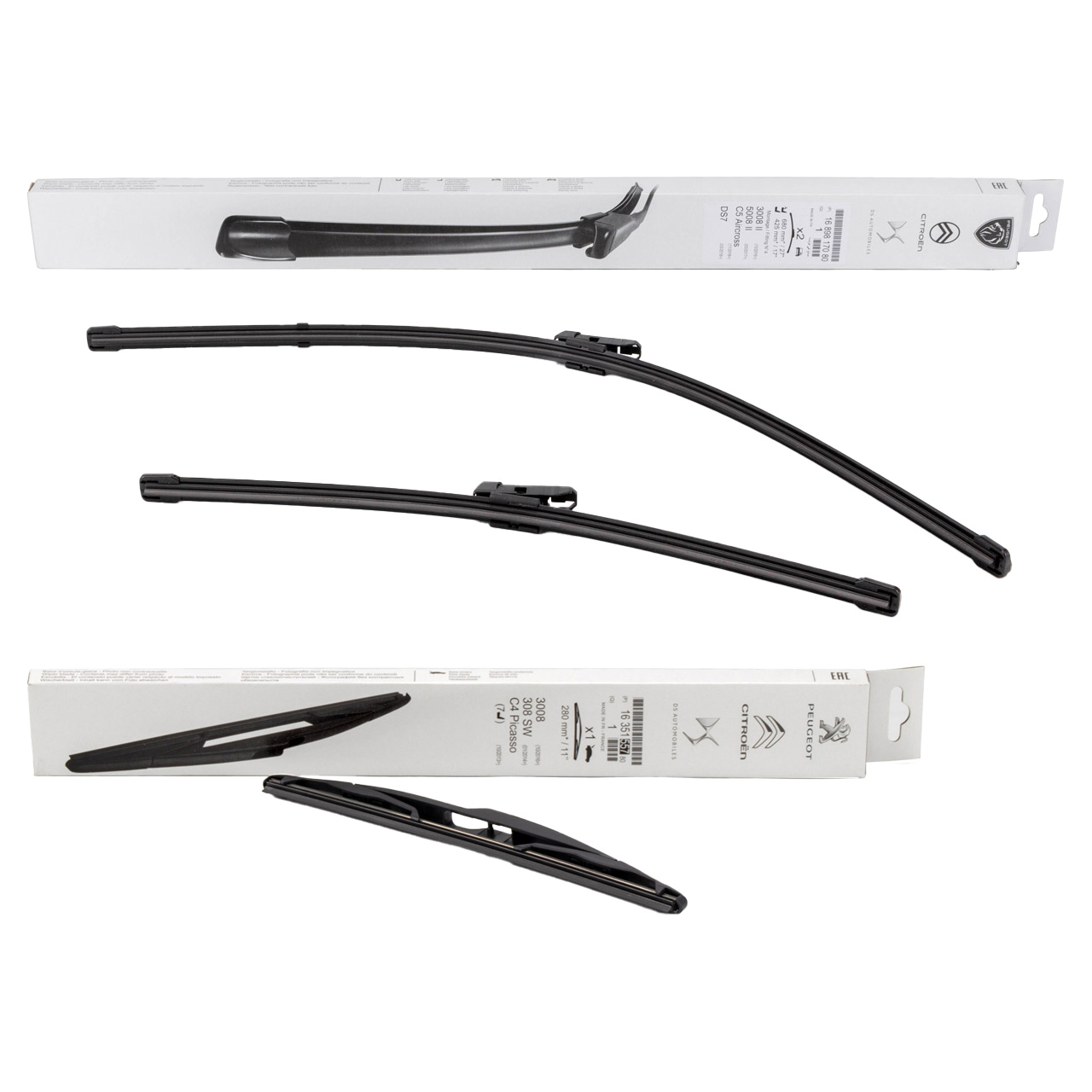 ORIGINAL Peugeot windshield wiper blades 3008 SUV front + rear