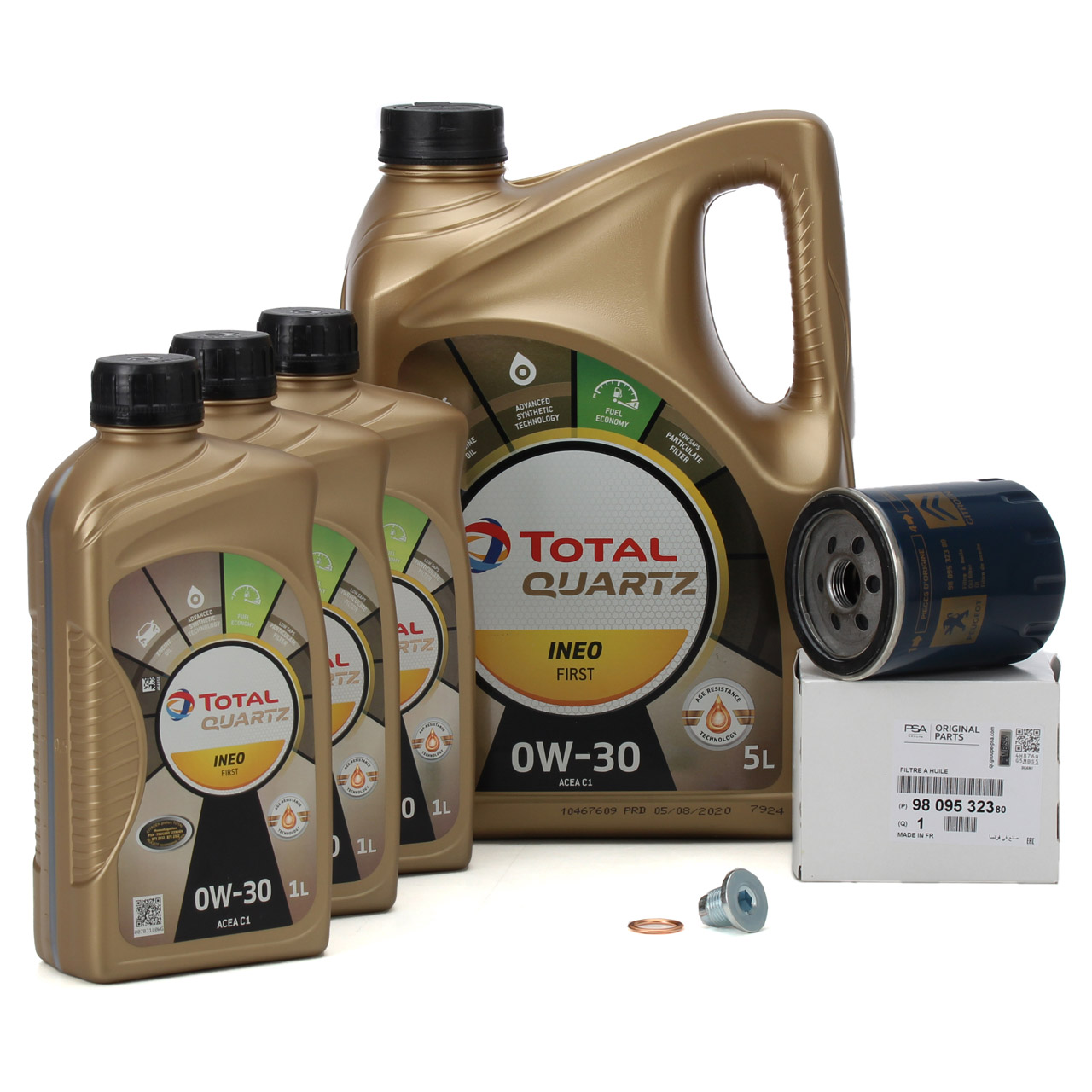 8L TOTAL QUARTZ INEO FIRST Motoröl Öl 0W30 + ORIGINAL PSA Ölfilter 2.2 BlueHDi 9809532380