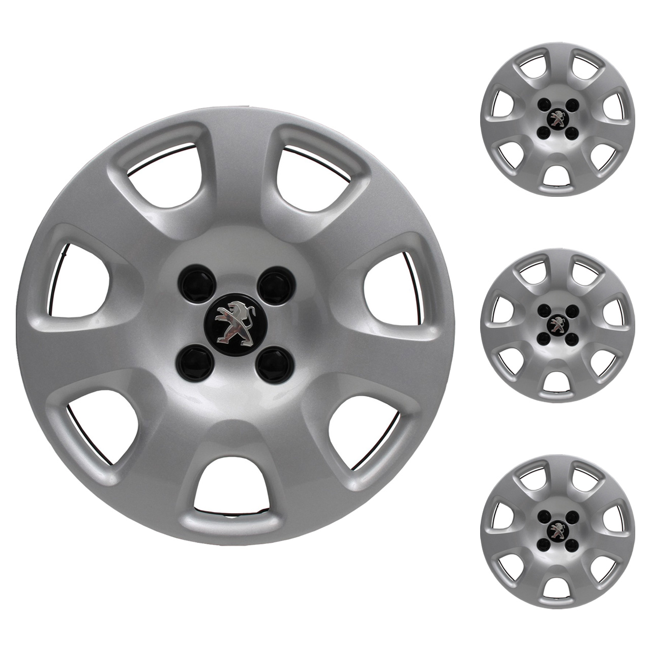 4x ORIGINAL Peugeot Radkappe SILBER 15 Zoll ATACAMA 308 PARTNER 5416.T5