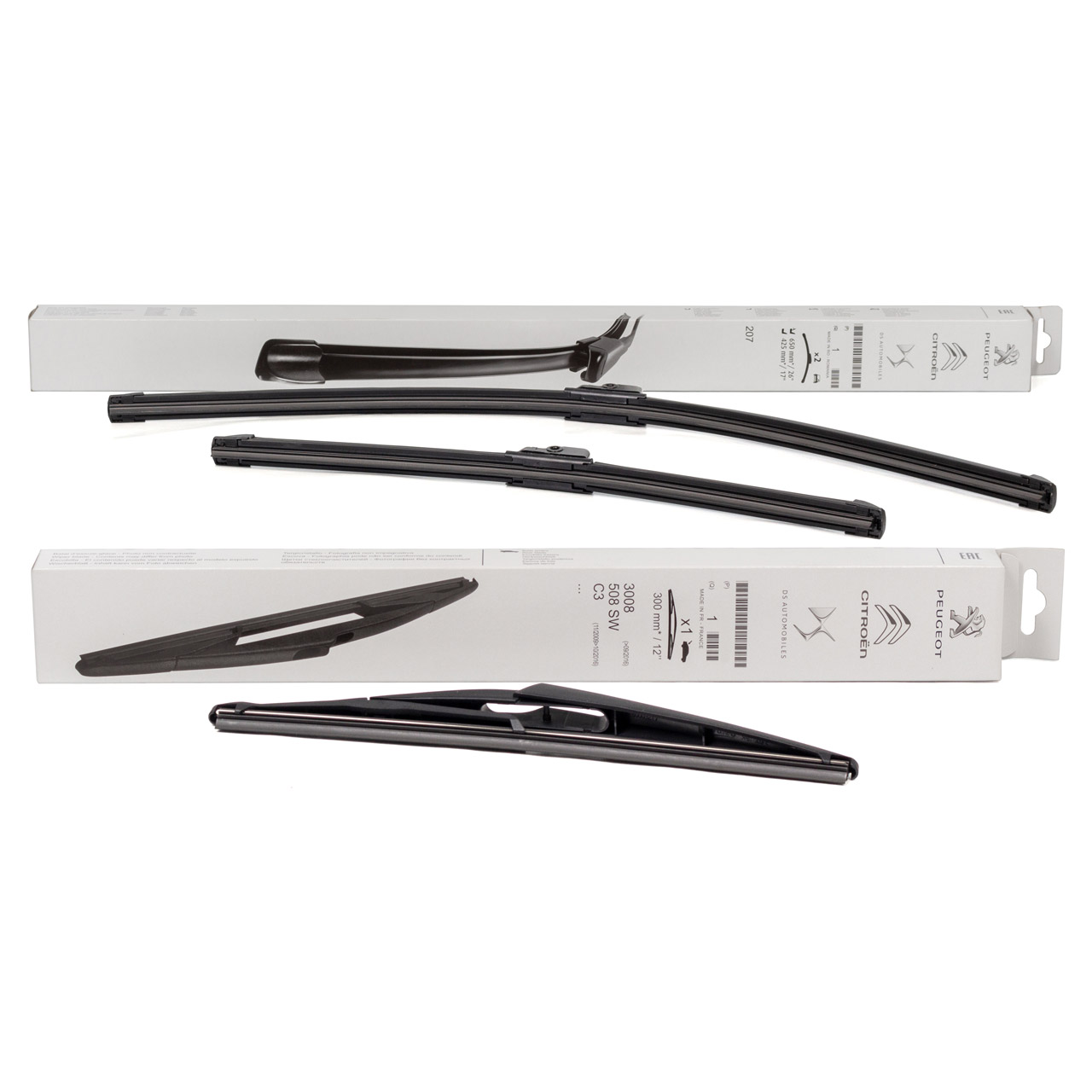 ORIGINAL Peugeot windshield wipers 207 SW (WK_) front + rear 6423.A4 + 1635156480