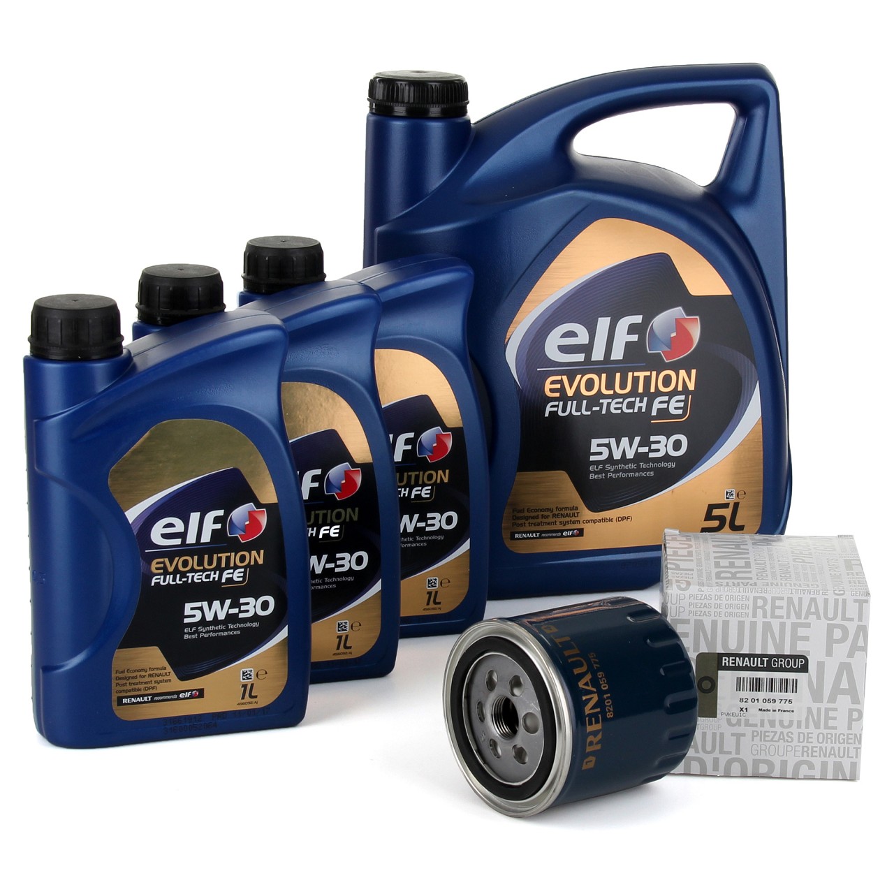 8L elf Evolution Full-Tech FE 5W-30 Motoröl ORIGINAL Renault Ölfilter 8201059775