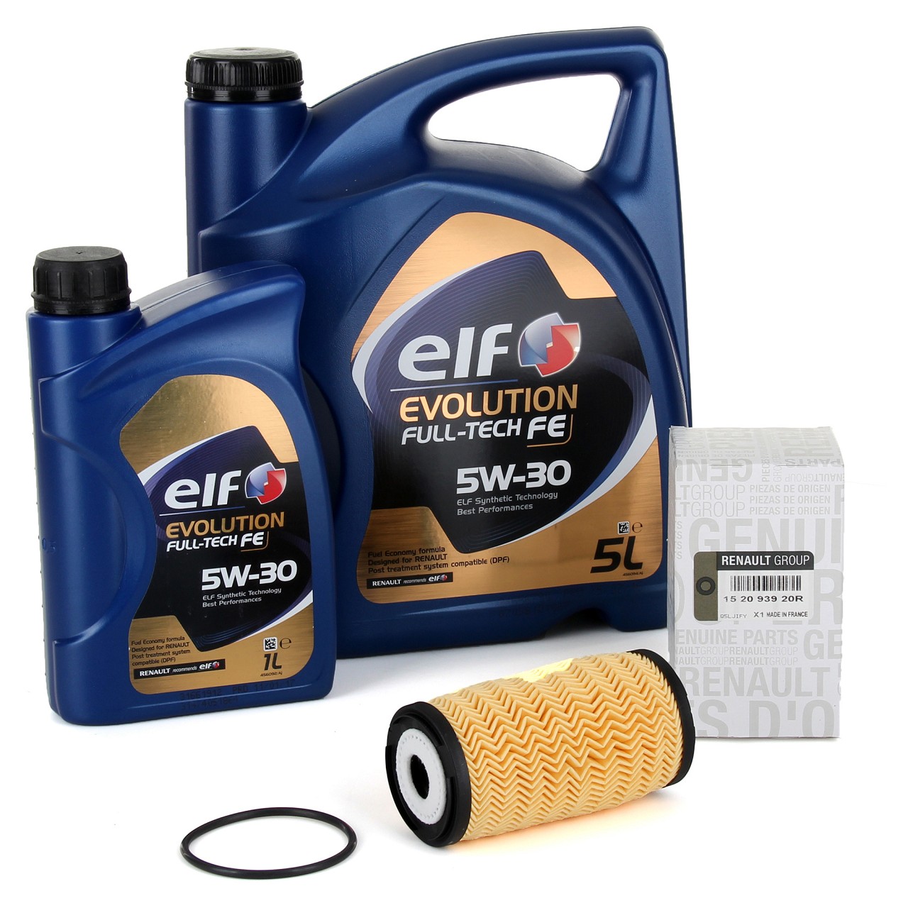 6L elf Evolution Full-Tech FE 5W-30 Motoröl ORIGINAL Renault Ölfilter 152093920R