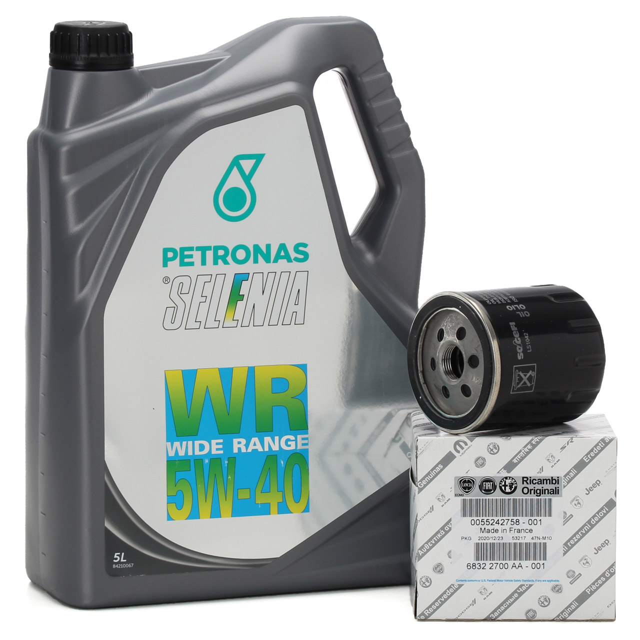 5L PETRONAS SELENIA Motoröl Öl WR WIDE RANGE 5W40 + ORIGINAL Fiat Ölfilter 55242758