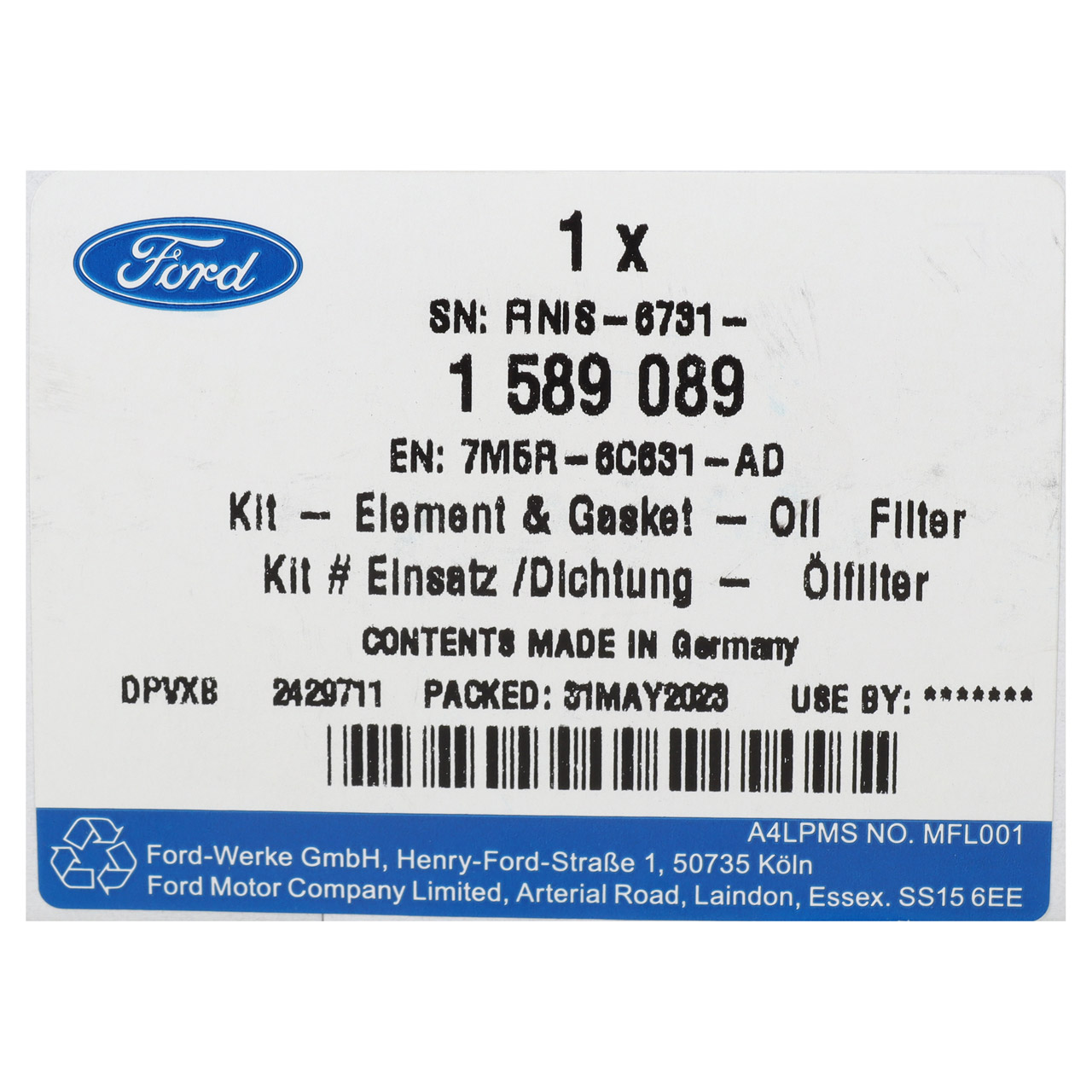 ORIGINAL Ford Getriebeölfilter Automatikgetriebe MPS6 Powershift 6-Gang 1589089