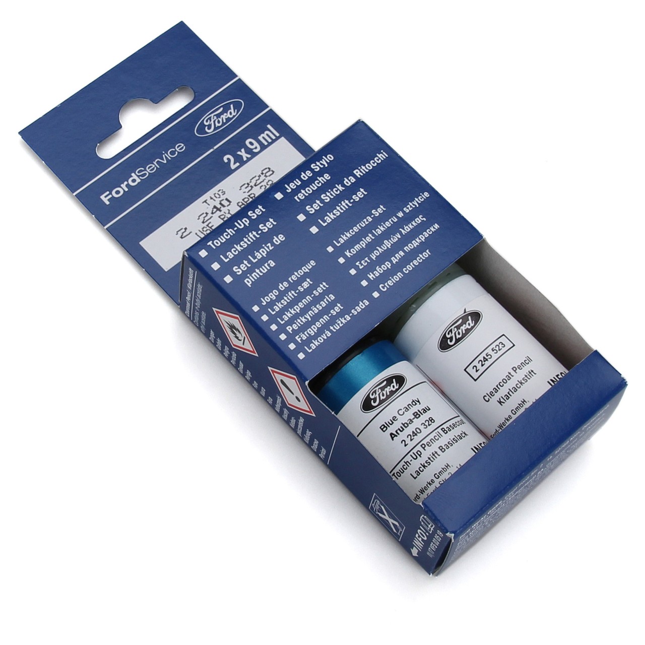 ORIGINAL Ford Lackstift Set ARUBA BLAU-METALLIC Klarlack 2x 9ml ...