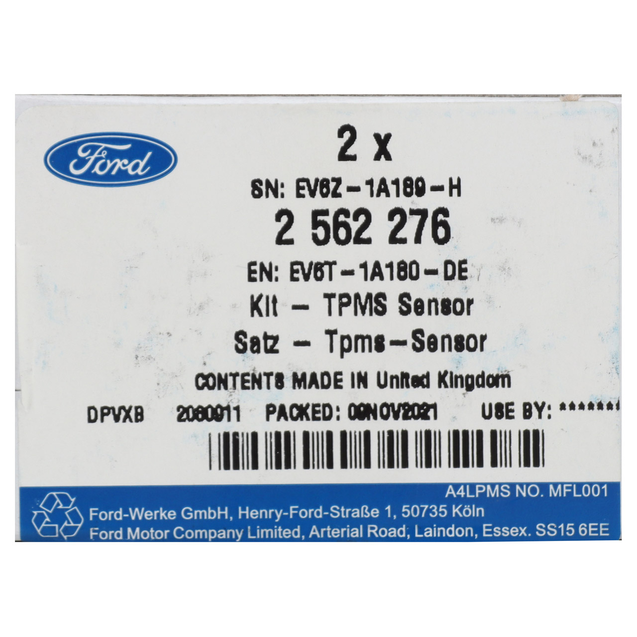 2x ORIGINAL Ford RDKS Reifendrucksensor B-Max C-Max II Focus III Kuga II 2562276