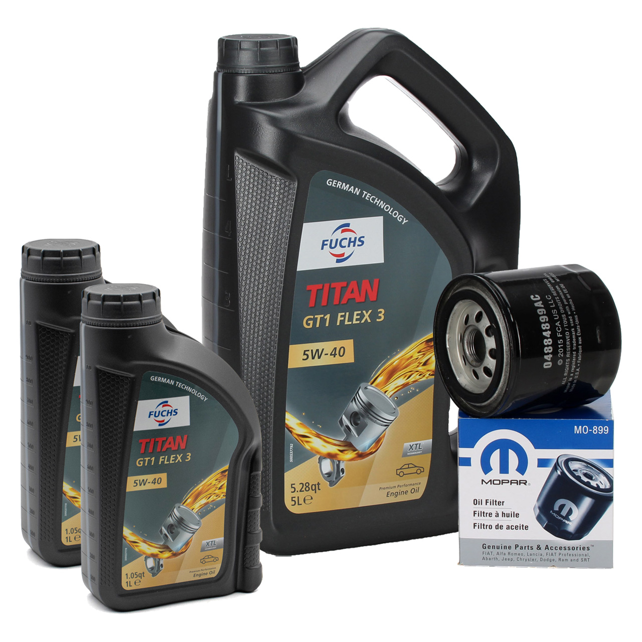 7L FUCHS Motoröl TITAN GT1 Flex C23 5W30 + ORIGINAL MOPAR Ölfilter 04884899AC