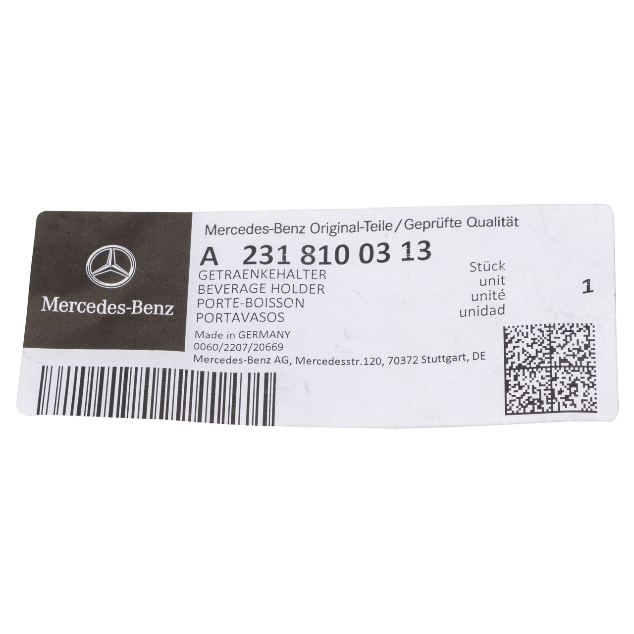 ORIGINAL Mercedes-Benz Getränkehalter Becherhalter Mittelkonsole Zusatz SL R231 2318100313