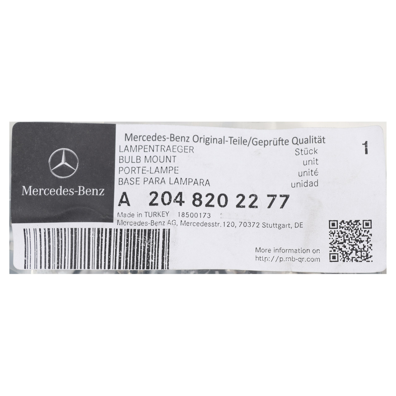 ORIGINAL Mercedes-Benz Lampenträger W204 ab Mj. 2011-2015 hinten links 2048202277