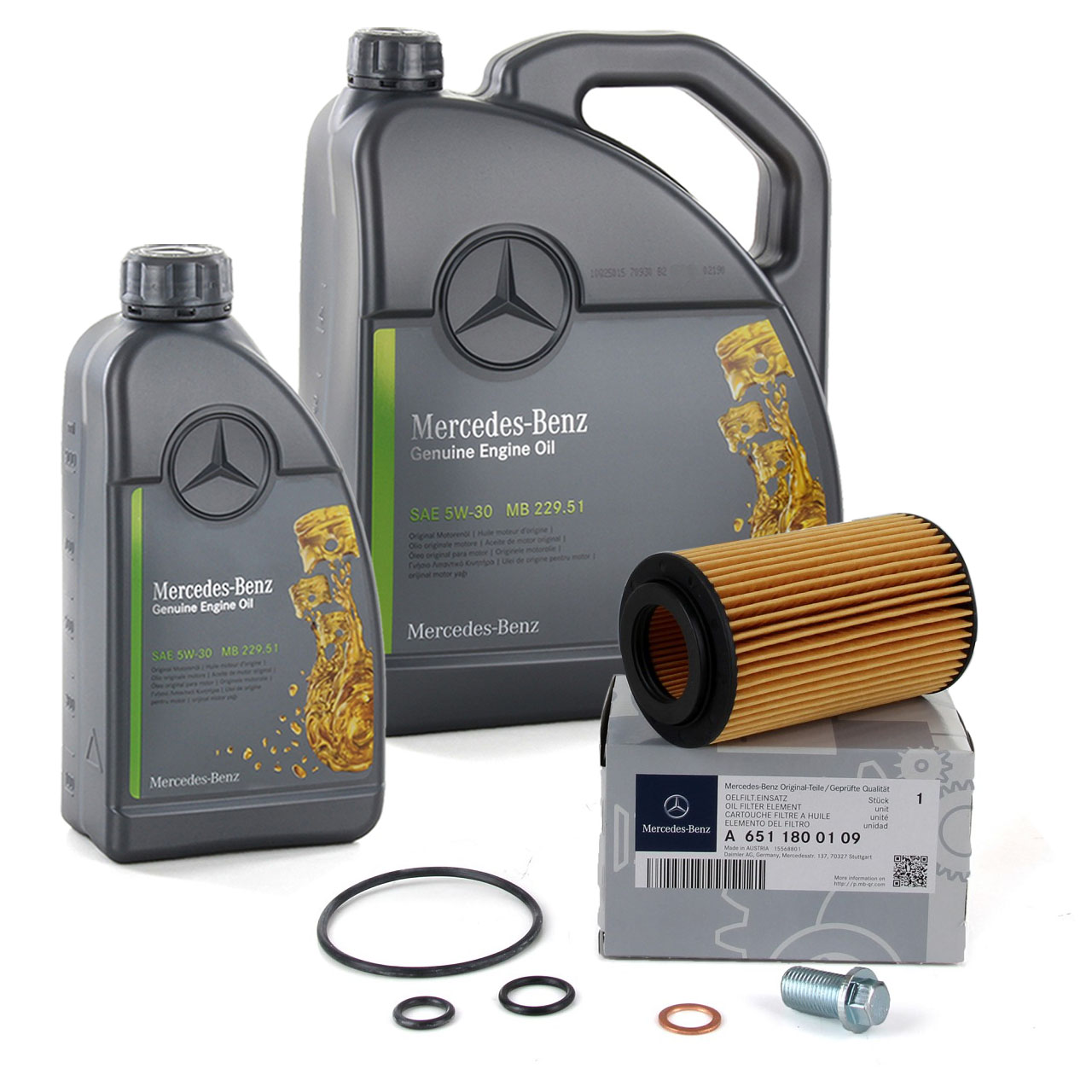 6 Liter ORIGINAL Mercedes-Benz ÖL Motoröl 5W30 MB 229.51 + Ölfilter 6511800109