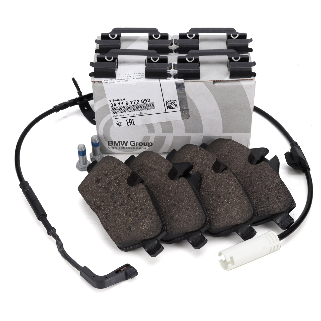 ORIGINAL MINI Bremsbeläge + Sensor R56 R55 R57 One / Cooper ohne Sportp. bis 08.2010 vorne