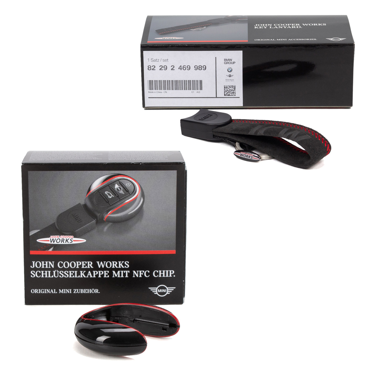 ORIGINAL MINI Schlüsselanhänger ALCANTARA + Schlüsselkappe John Cooper Works