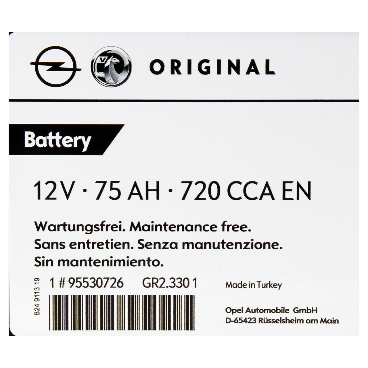 ORIGINAL GM Opel Autobatterie Starterbatterie 12V 75Ah 700/720 CCA EN 95530726