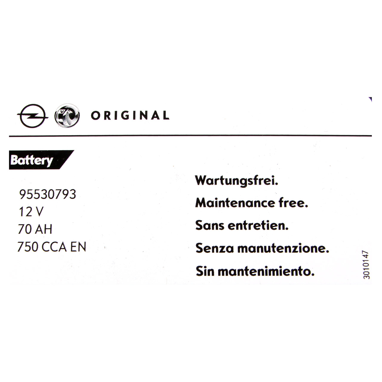 ORIGINAL GM Opel Autobatterie Starterbatterie 12V 70Ah 750 CCA EN 95530793