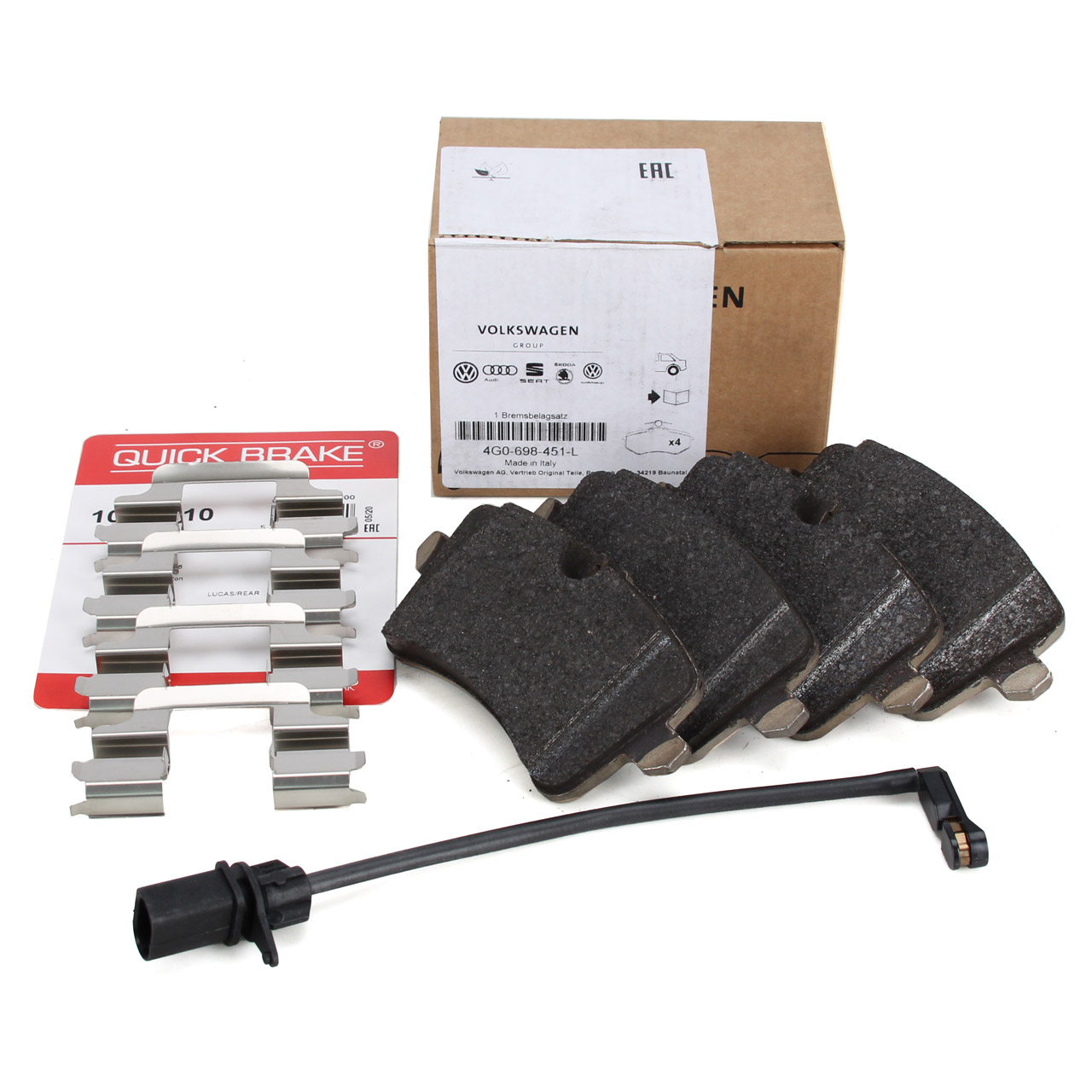 ORIGINAL AUDI Bremsbeläge + Warnkontaktsensor A6 C7 A7 4G PR-2EA für Bs Ø 330mm hinten