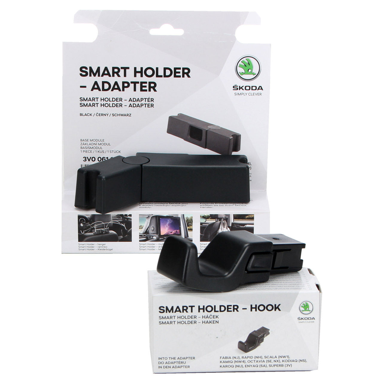 ORIGINAL Skoda SmartHolder Taschenhalter Kopfstütze 3V0061126 + Adapter 3V0061128