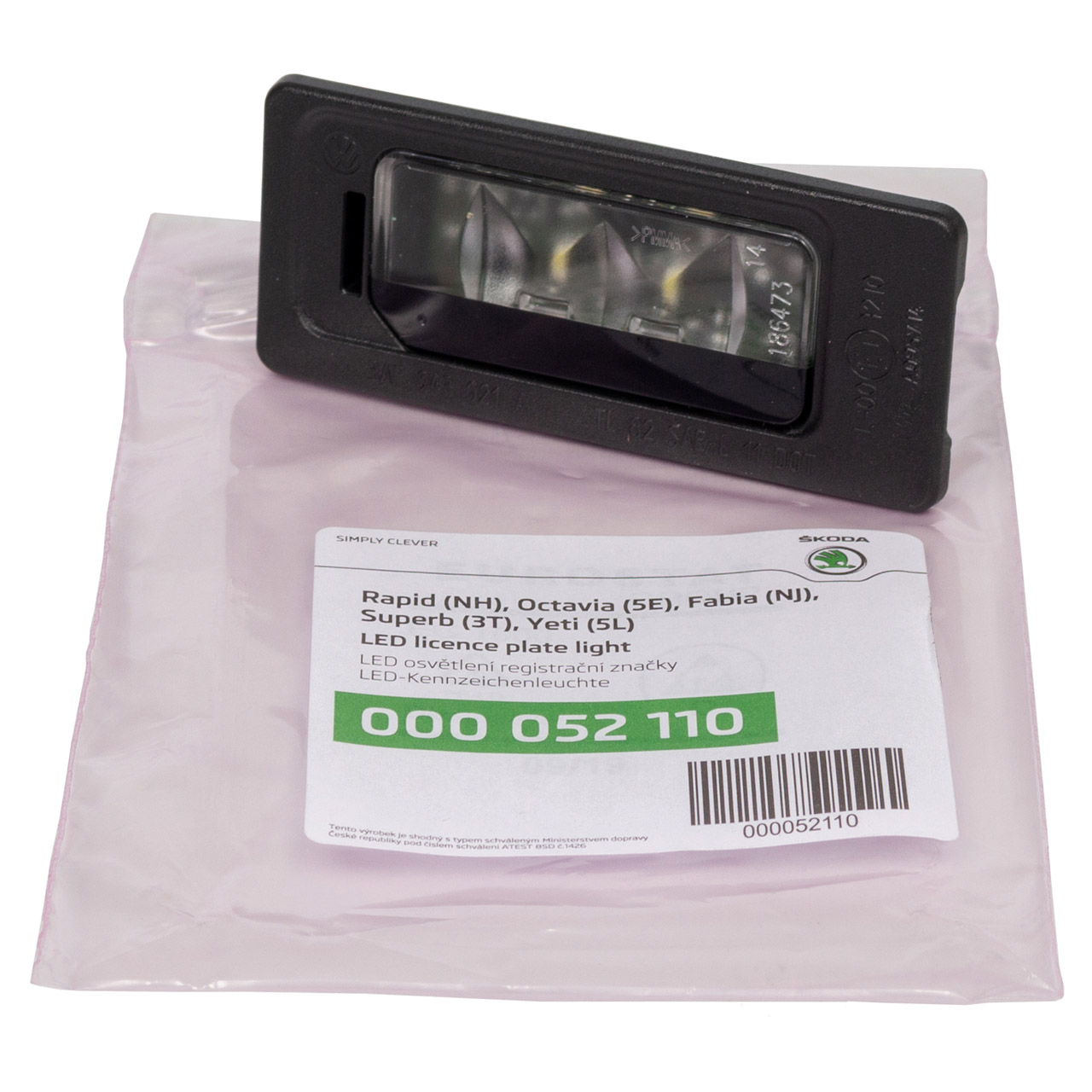 ORIGINAL Skoda Kennzeichenleuchte LED Octavia 3 Rapid (NH3) Yeti (5L) 000052110