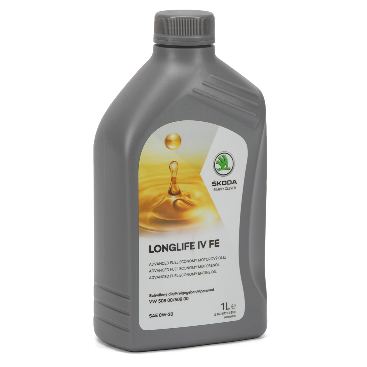 4L 4 Liter ORIGINAL SKODA Motoröl Öl 0W20 LONGLIFE IV FE 508.00 509.00 GS60577F2