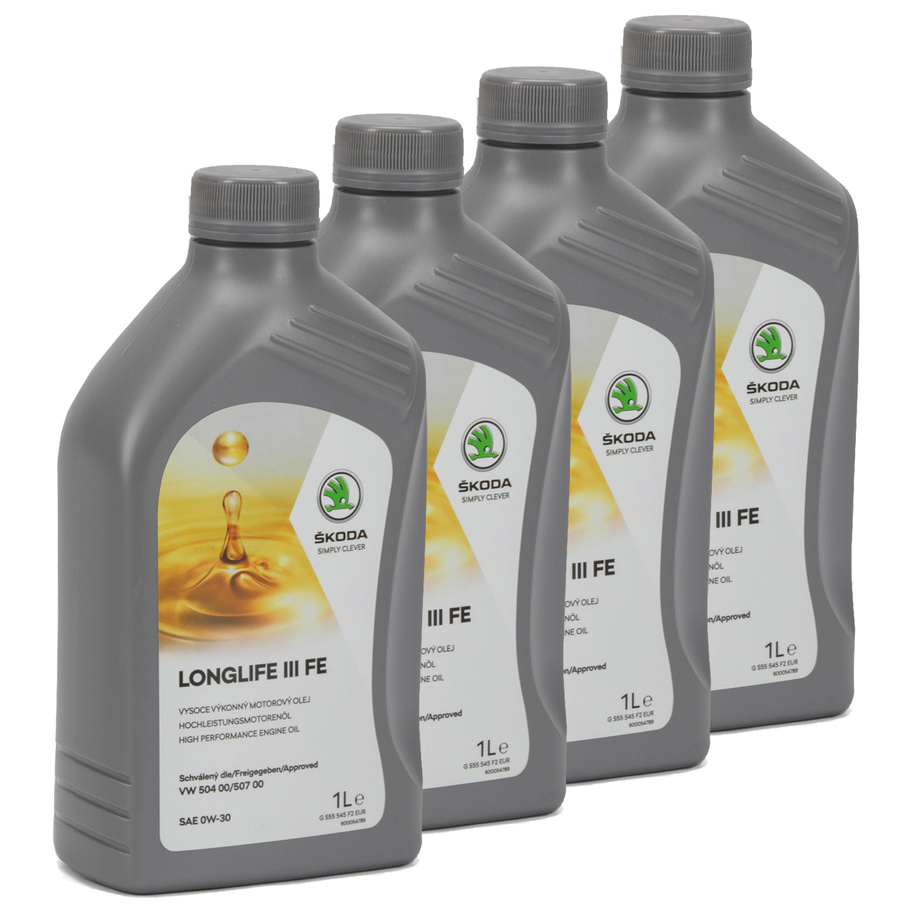 4L 4 Liter ORIGINAL SKODA Motoröl Öl 0W30 LONGLIFE III FE 504/507.00 GS55545F2