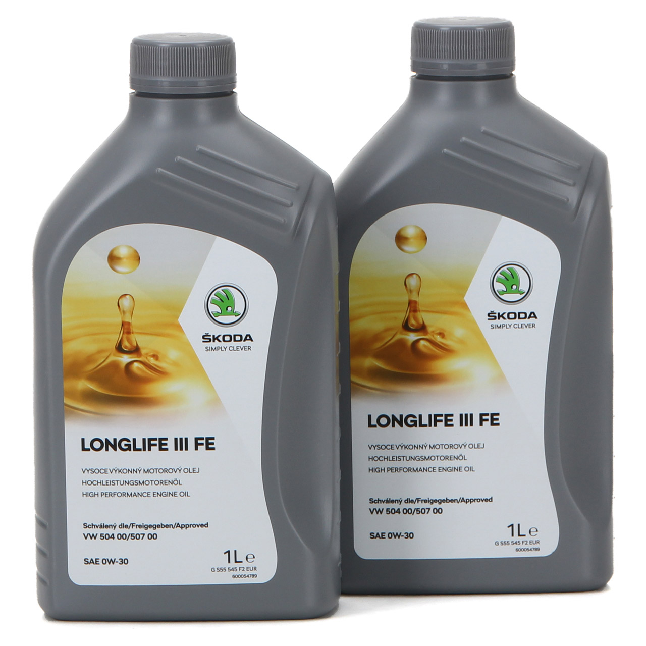 2 Liter ORIGINAL SKODA Motoröl Öl 0W30 LONGLIFE III FE 504.00 507.00 GS55545F2
