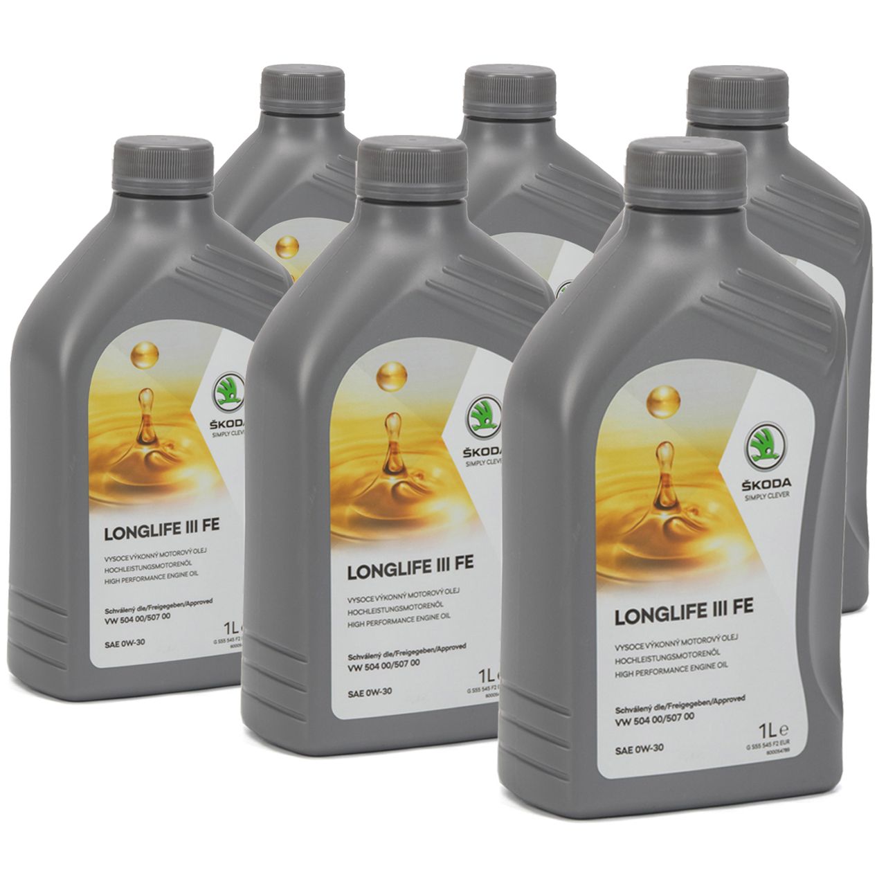 6 Liter ORIGINAL SKODA Motor&ouml;l &Ouml;l 0W30 LONGLIFE III FE 504.00 507.00 GS55545F2