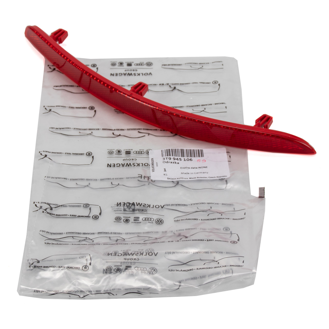 ORIGINAL Skoda Reflektor R&uuml;ckstrahler Sto&szlig;stange SUPERB 2 hinten rechts 3T9945106