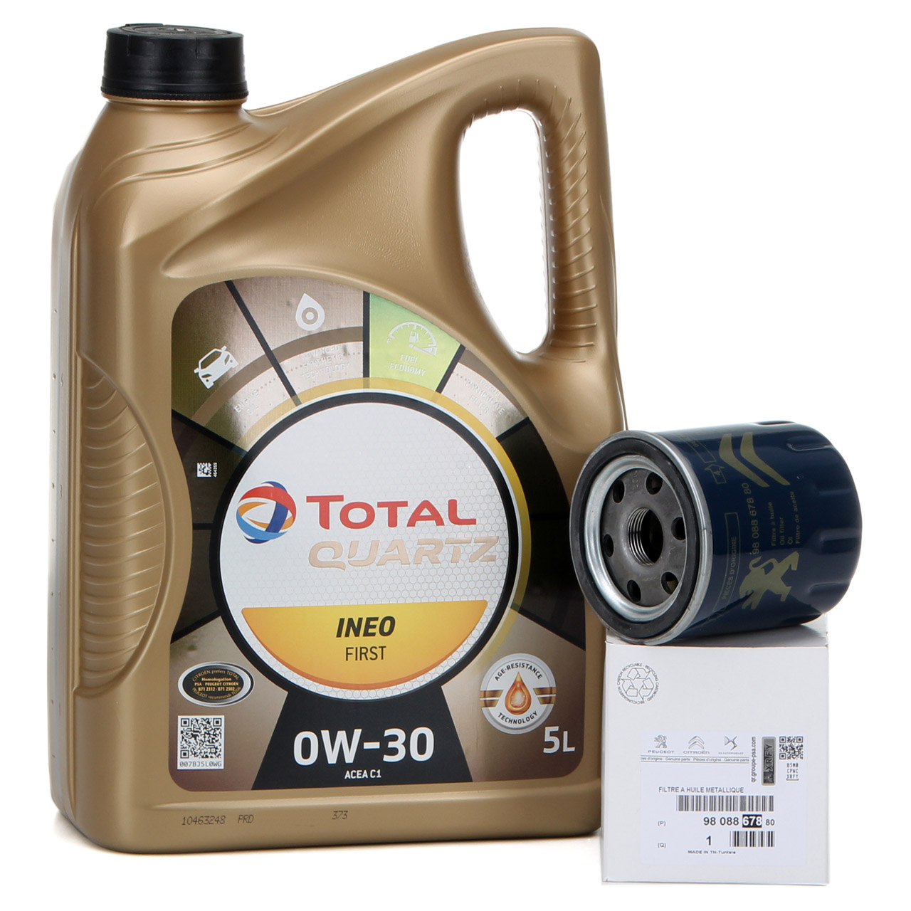 5L 5 Liter TOTAL QUARTZ INEO FIRST 0W-30 + ORIGINAL PSA Ölfilter 9808867880