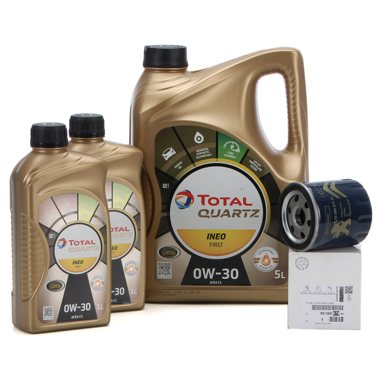 7L 7 Liter TOTAL QUARTZ INEO FIRST 0W-30 + ORIGINAL PSA Ölfilter 9808867880