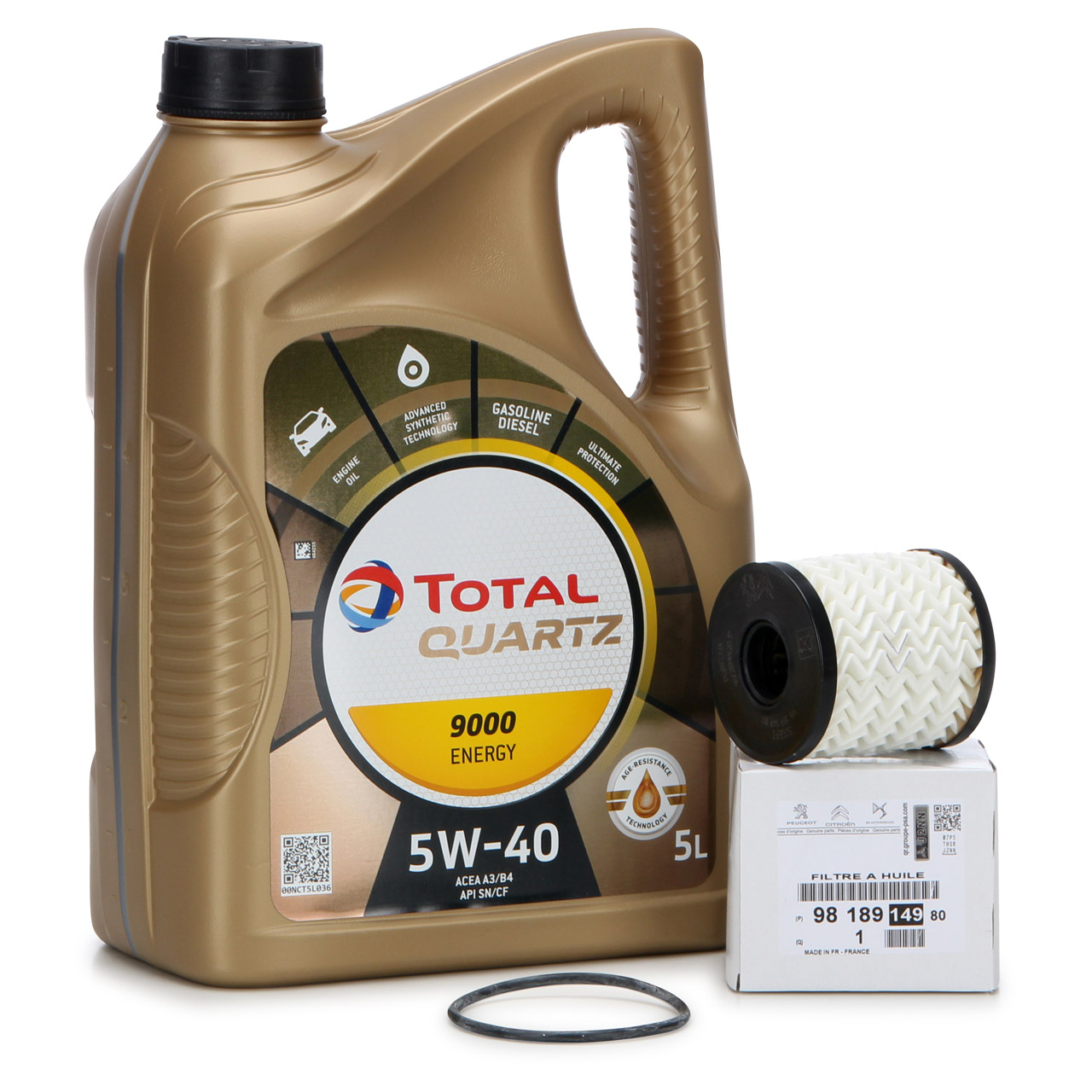 5L 5 Liter TOTAL QUARTZ 9000 ENERGY 5W-40 + ORIGINAL PSA Ölfilter 9818914980