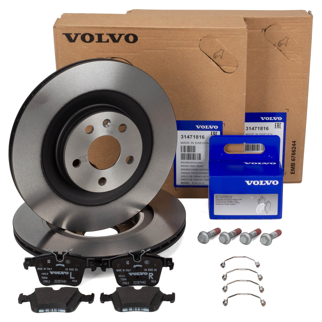 ORIGINAL Volvo Bremsscheiben + Bremsbeläge S90 II V90 II XC90 II 17/18 Zoll hinten