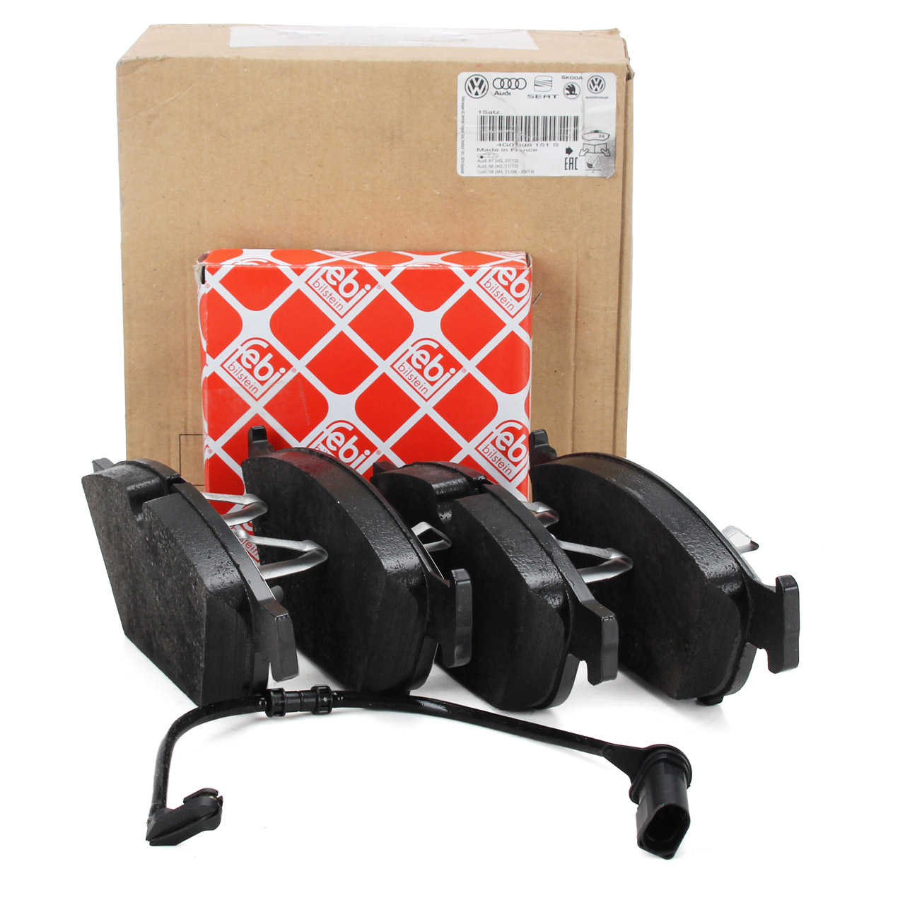 ORIGINAL AUDI Bremsbelagsatz + febi Warnkontaktsensor A6 (C7) A7 (4G) vorne
