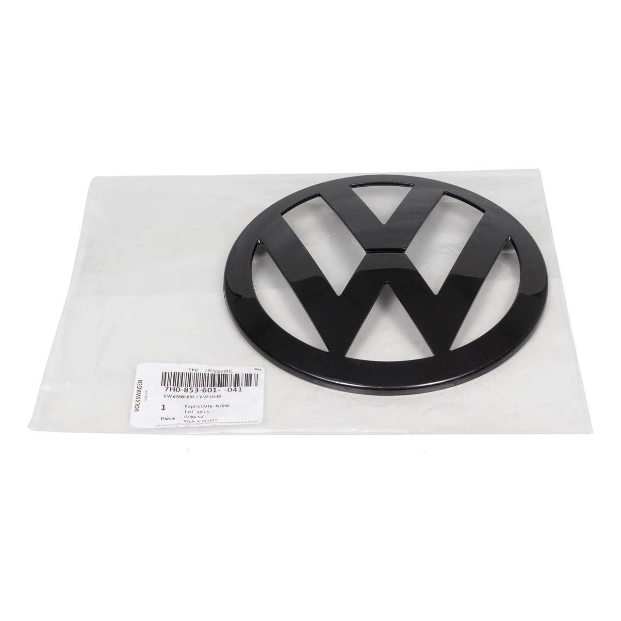ORIGINAL VW Emblem Logo Symbol Kühlergrill Schwarz T5 bis 2010 7H0853601  041