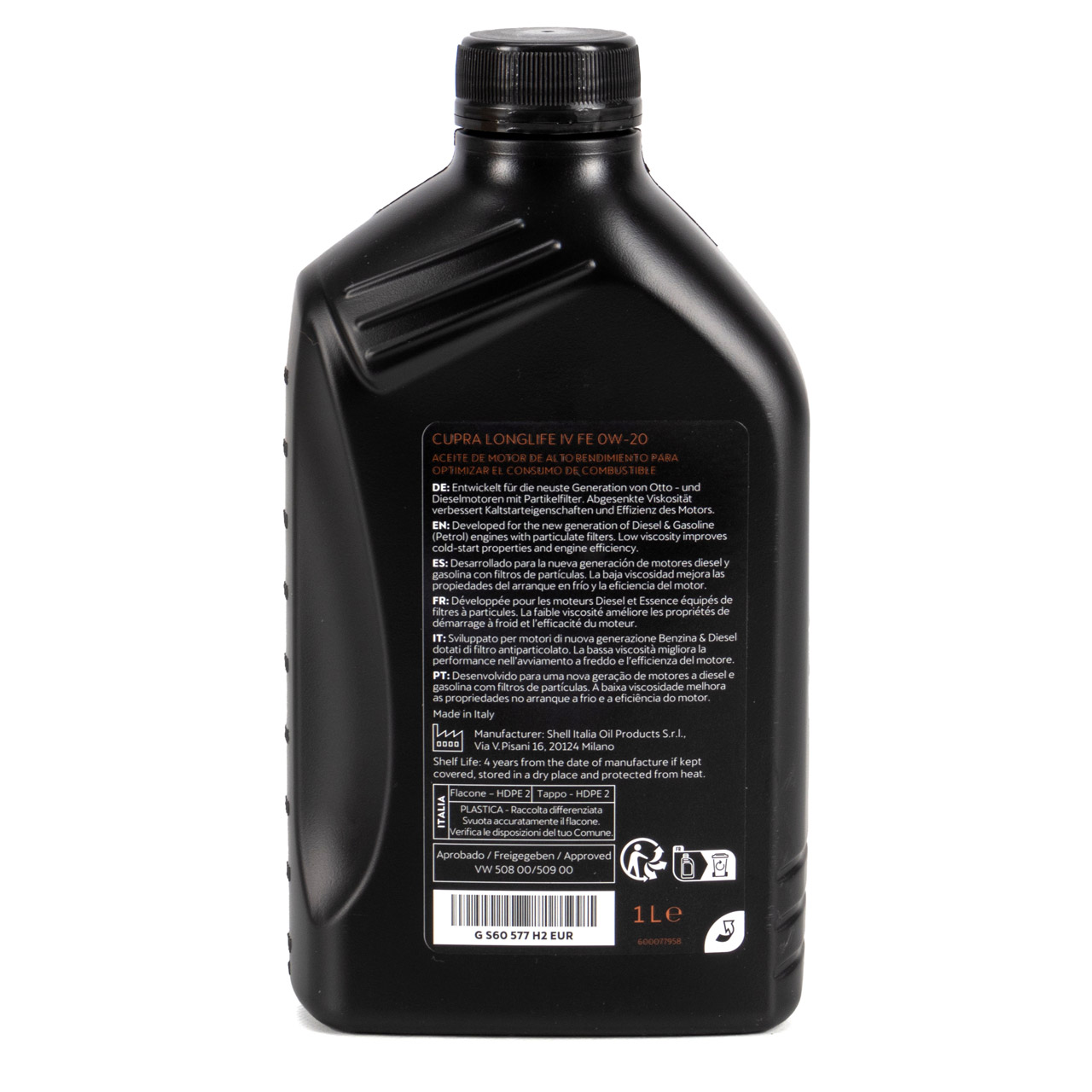 1L 1 Liter ORIGINAL CUPRA Motoröl Öl Longlife 4 IV SAE 0W-20 508.00 509.00 GS60577H2