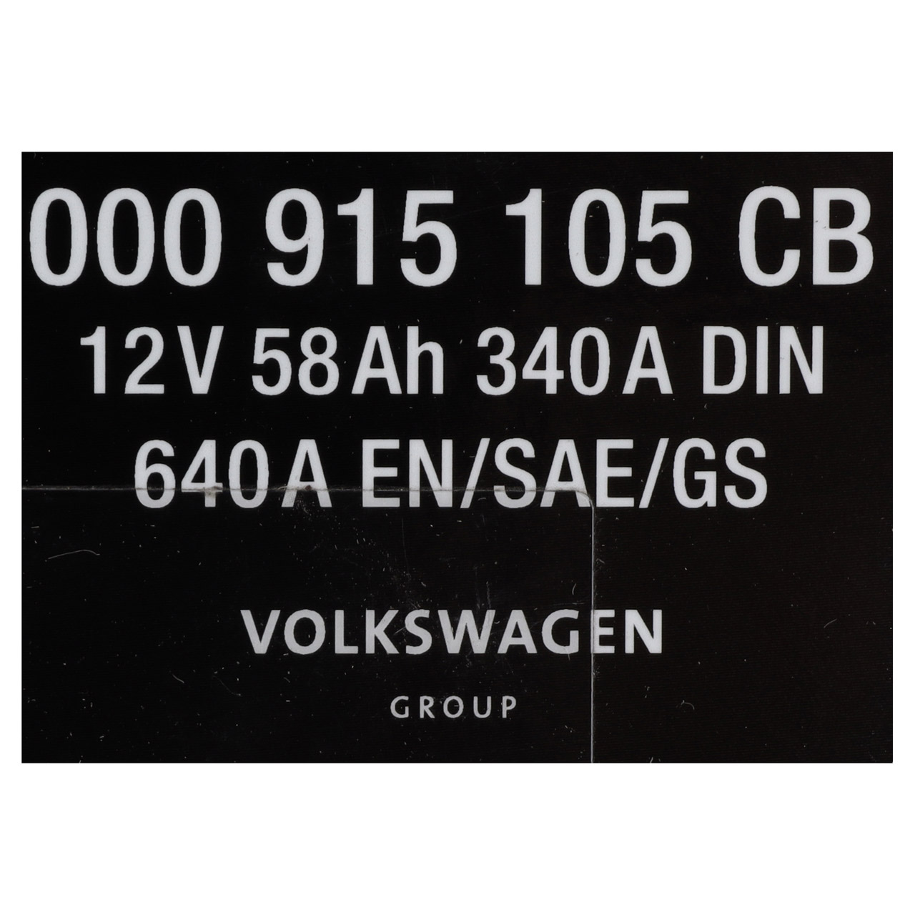 ORIGINAL VW Autobatterie Batterie Starterbatterie 12V 58Ah 340/340A 000915105CB