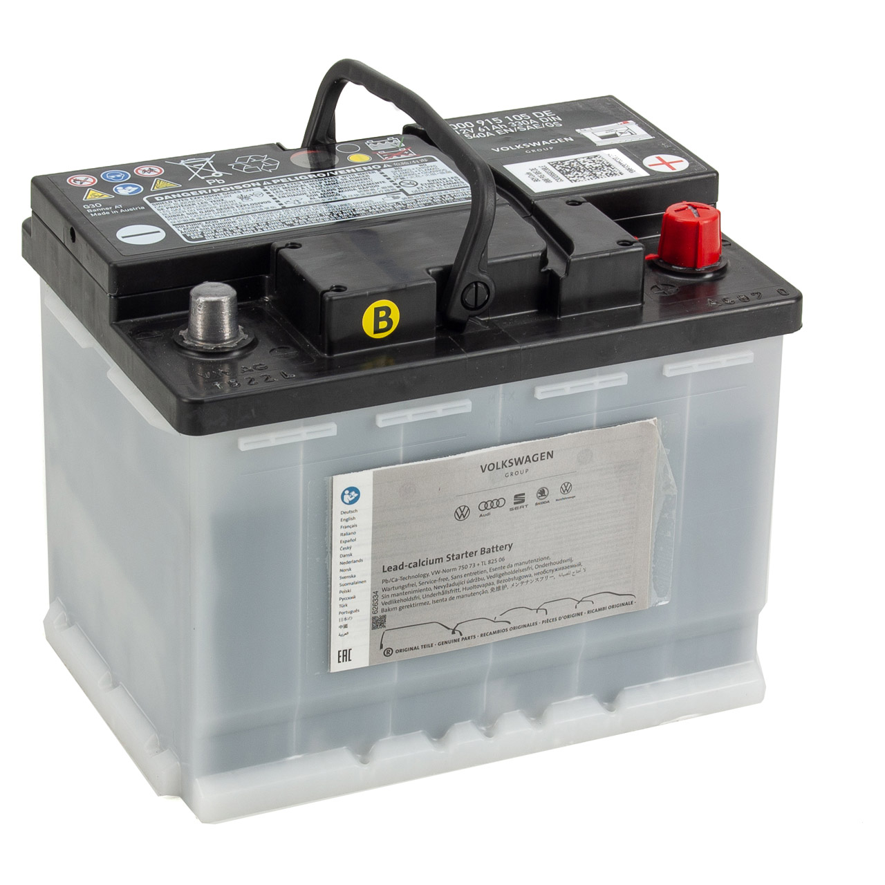 bedreiging prieel Onderdompeling ORIGINAL VW Autobatterie Batterie Starterbatterie 12V 61Ah 300/540A  000915105DE | myparto
