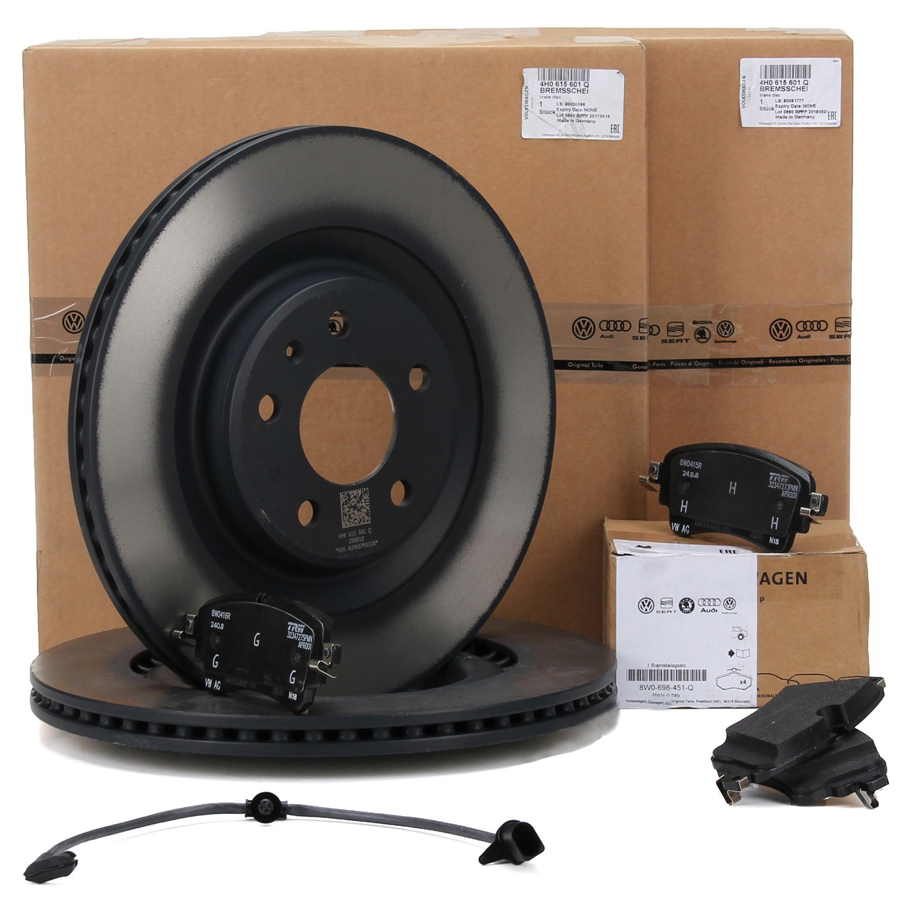 ORIGINAL AUDI brake discs + brake pads + sensor A4 (B9) A5 (F5) rear