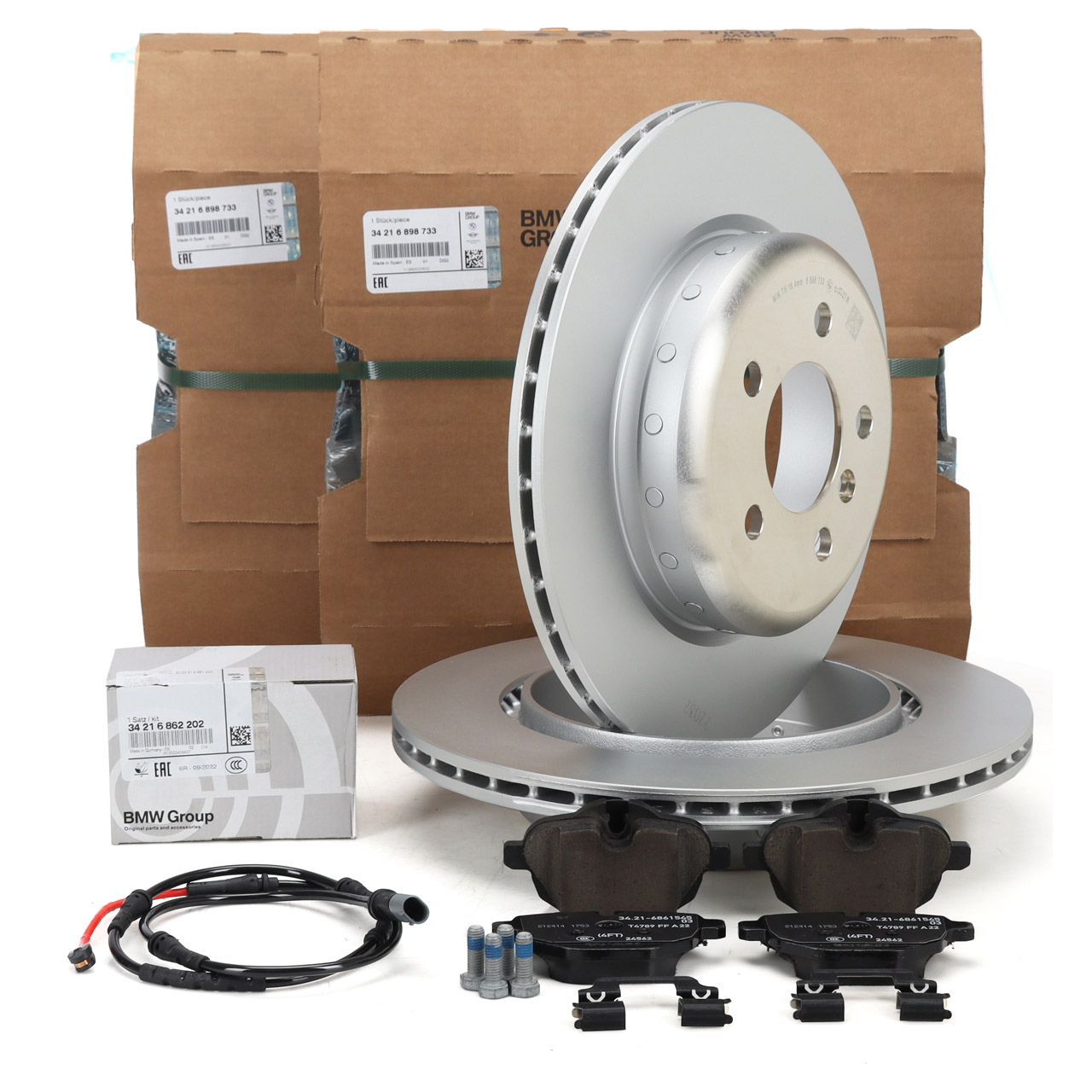 ORIGINAL BMW Bremsscheiben + Beläge + Sensor 5er F11 Touring 520-535i 518-530d hinten