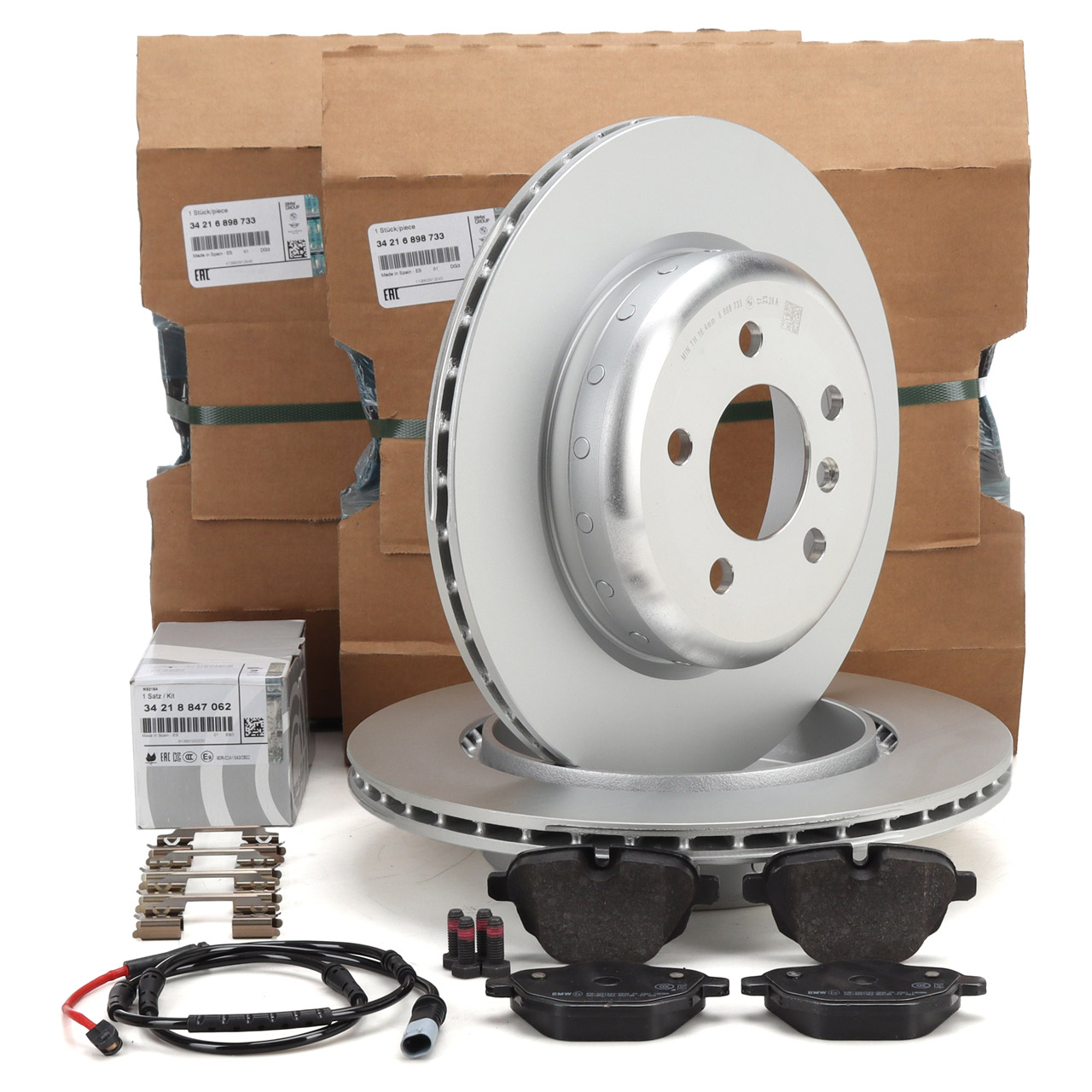 ORIGINAL BMW Bremsscheiben + Bremsbeläge + Sensor 5er F11 Touring 520-530i 518-525d hinten