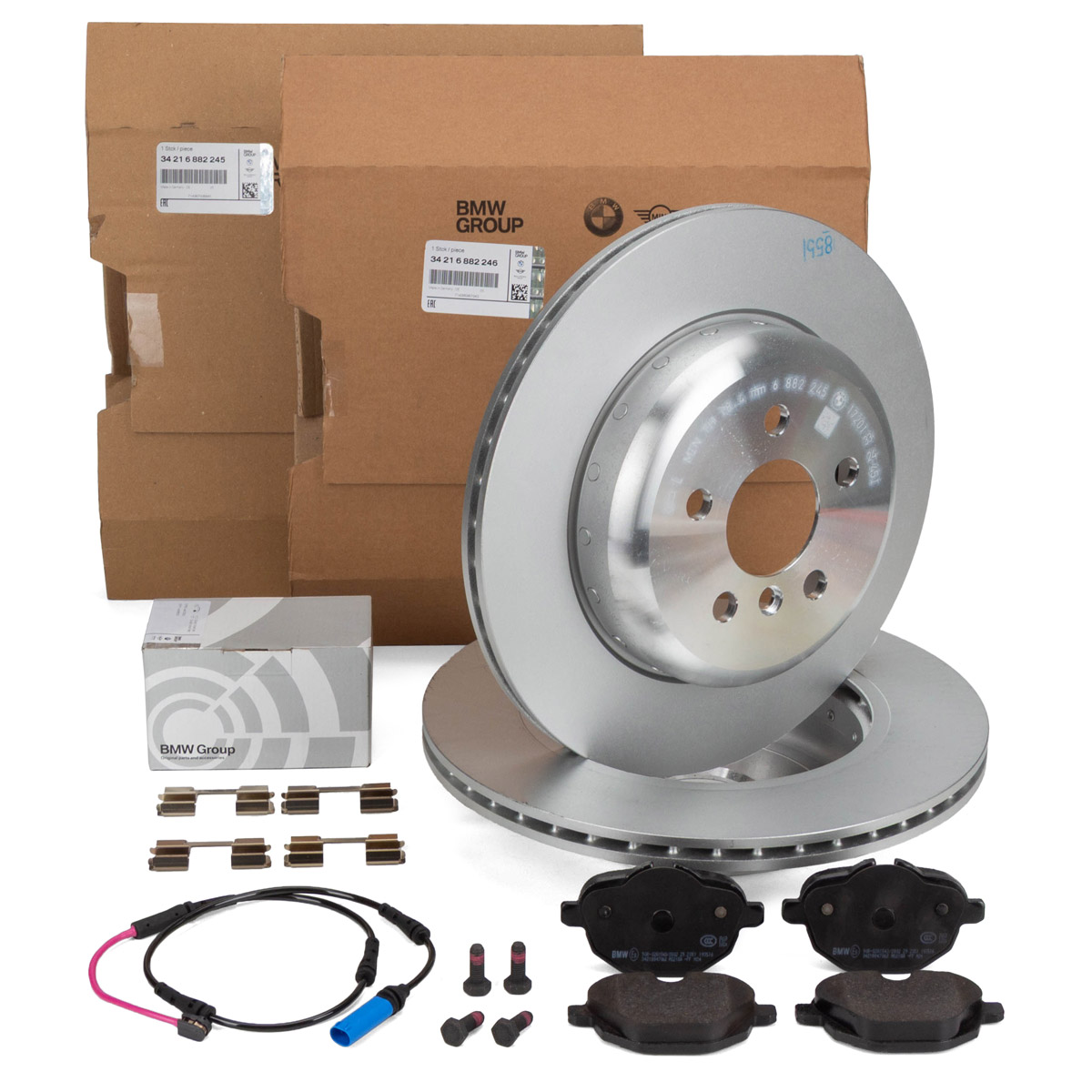 ORIGINAL BMW Bremsscheiben + Bremsbel&auml;ge + Sensor 5er G30 G31 6er G32 hinten