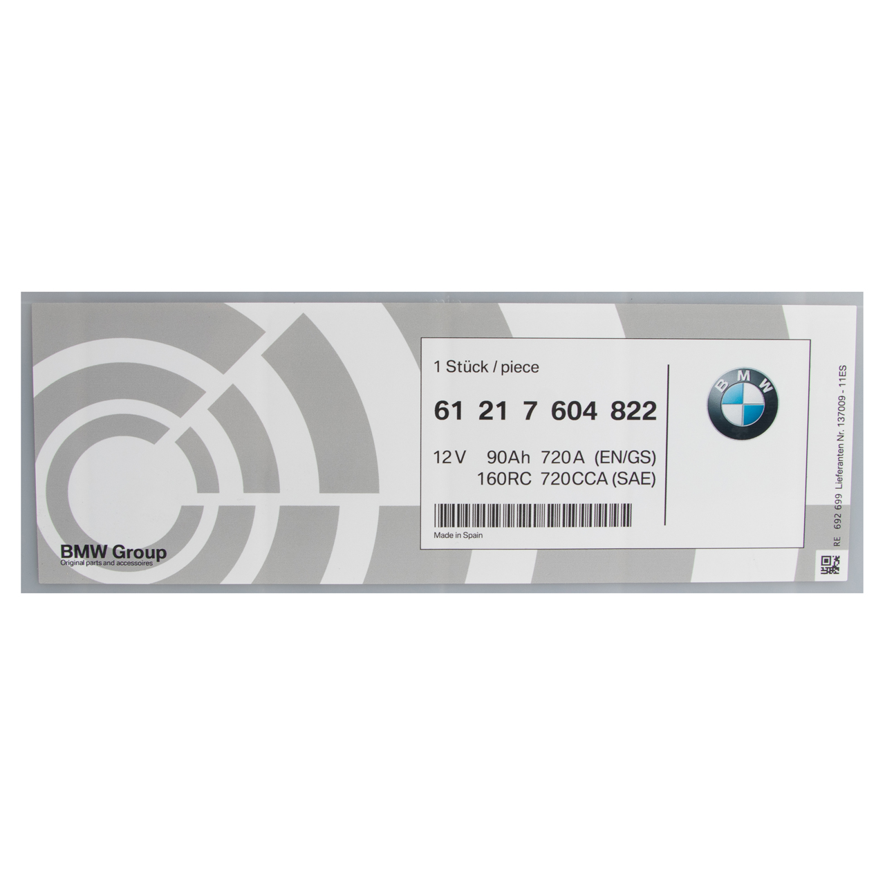 ORIGINAL BMW Autobatterie Batterie Starterbatterie 12V 90Ah 720A 