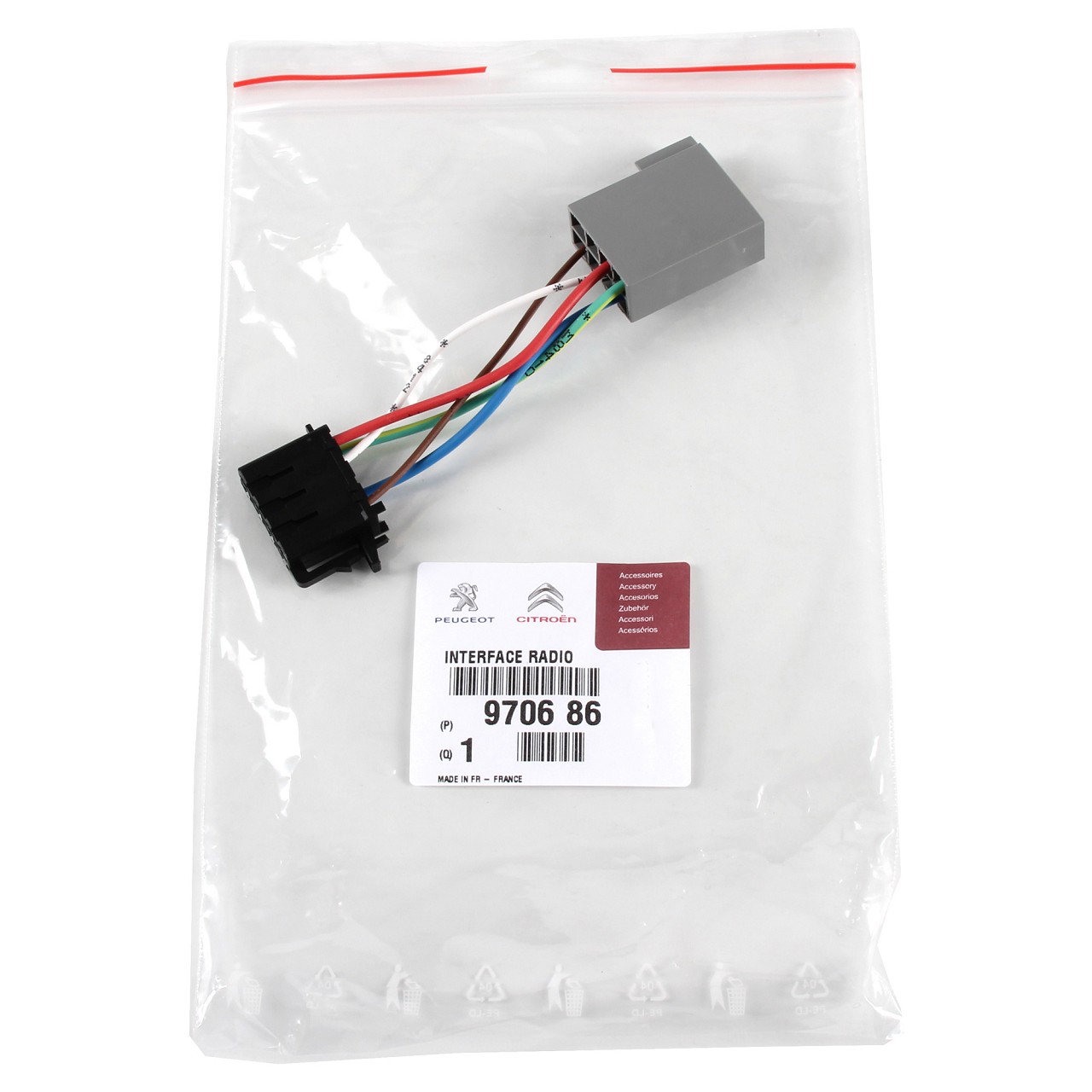 ORIGINAL Peugeot Radioadapter Nachrüst-Radio 206 206+ 308 406 Partner 9706.86