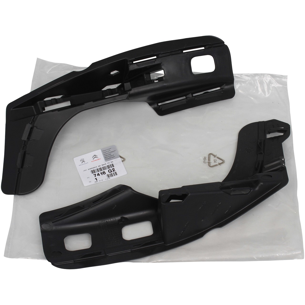 ORIGINAL Citroen Peugeot bumper bracket set 308 from 09.2007 front 7416.G2