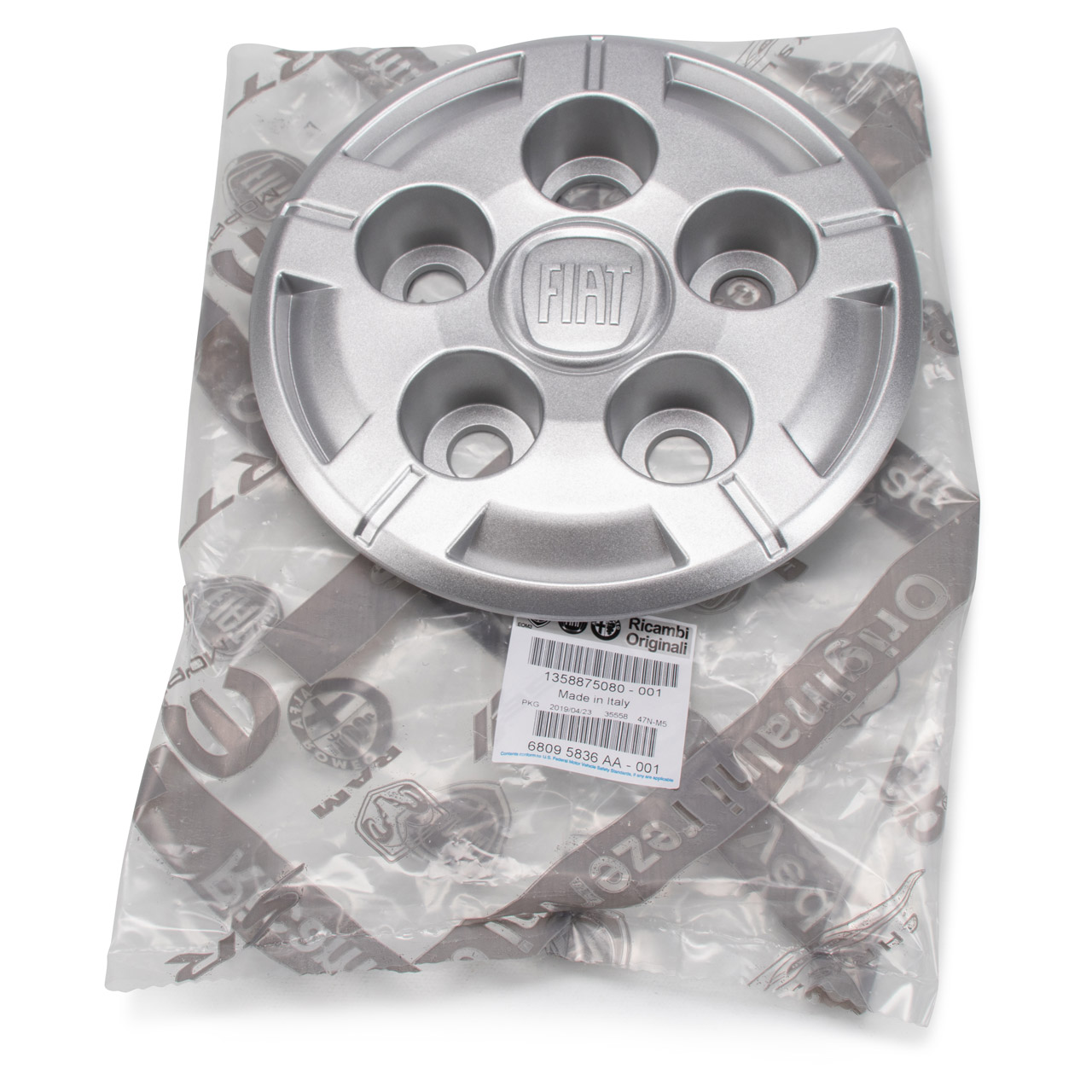 1x ORIGINAL Fiat wheel hub cap, 15 inches, silver, Ducato 250 290 1358875080