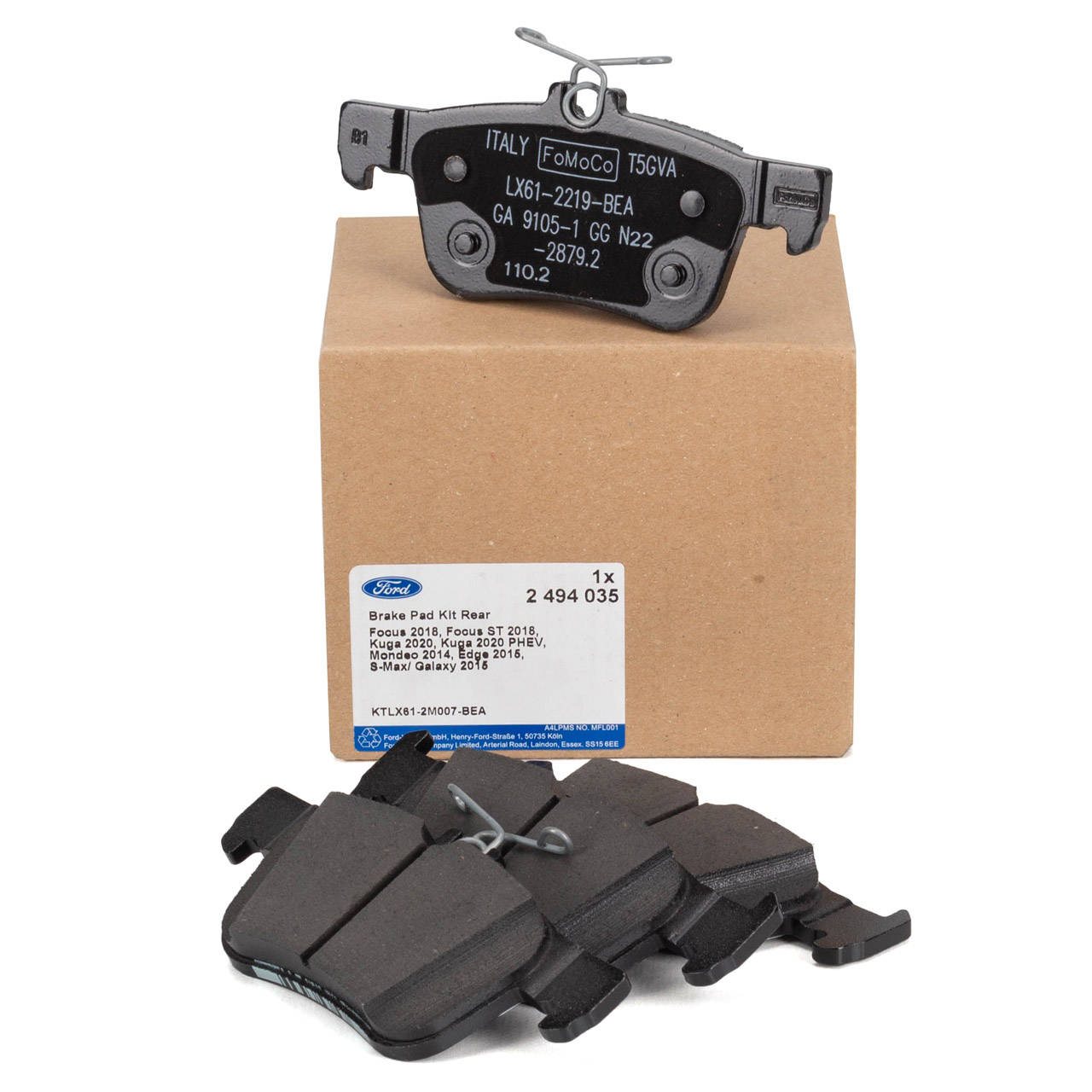 ORIGINAL Ford brake pads Brake pad set Focus 4 Galaxy 3 Kuga 2 3 Mondeo 5 rear 2494035