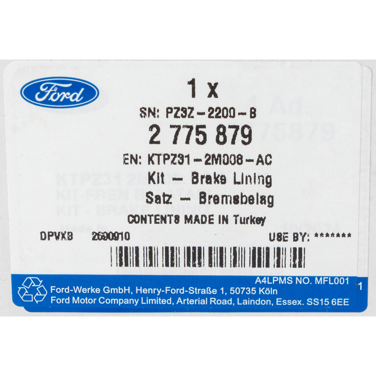 Original FORD Brake pads - 2 775 879 | myparto