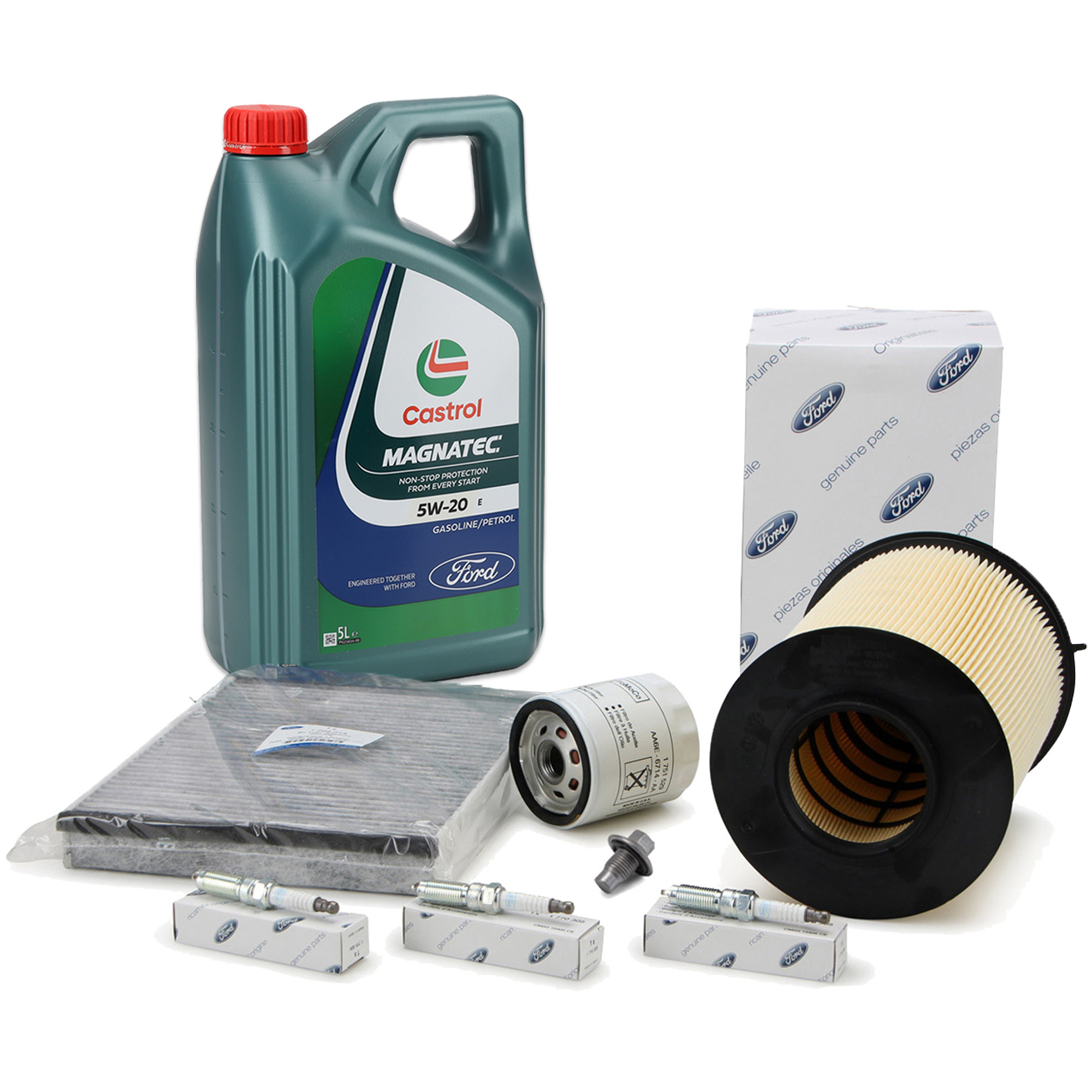 ORIGINAL Ford Filterset + 3x Zündkerze + 5L 5W20 Motoröl Focus 3 C-Max 2 1.0 EcoBoost