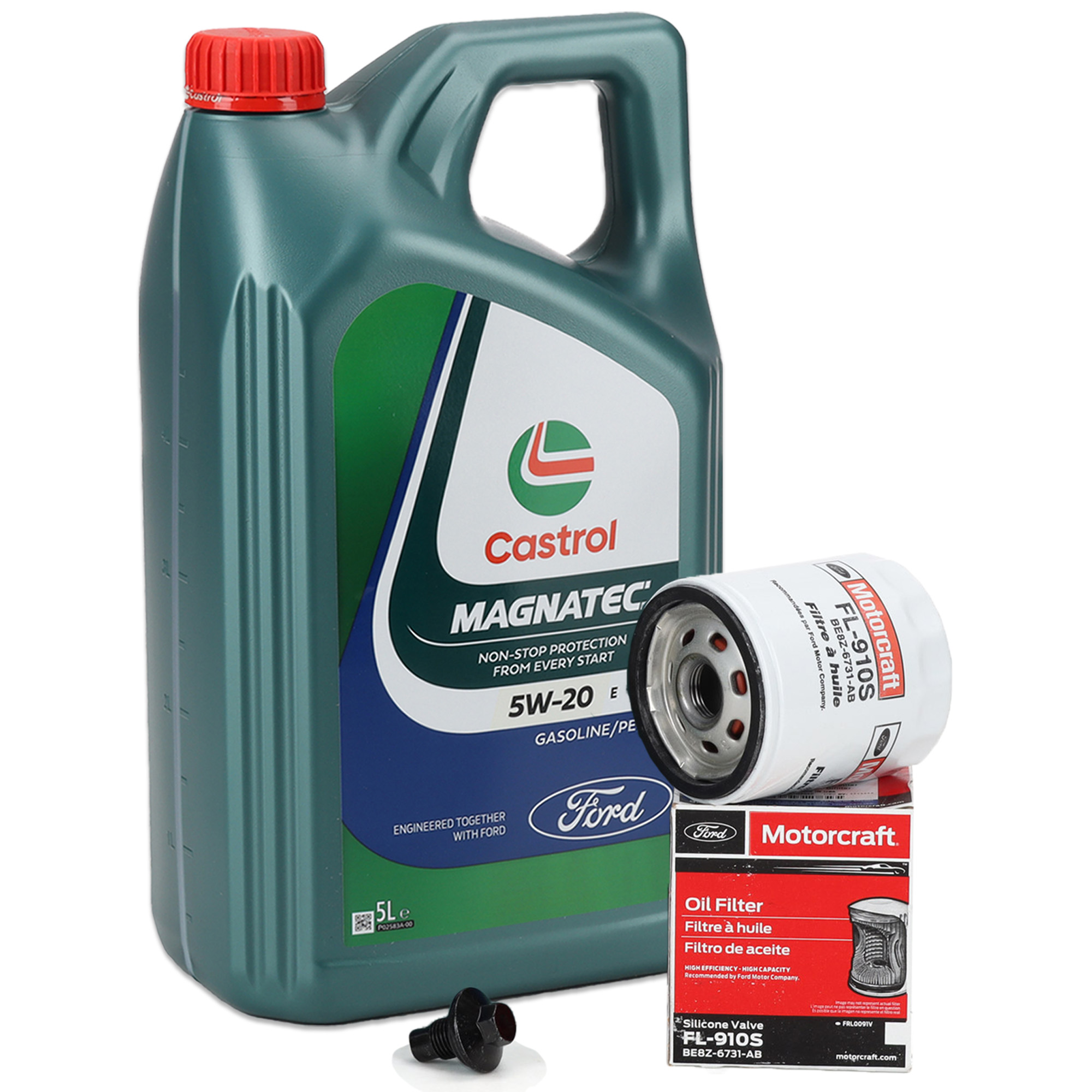 5L CASTROL MAGNATEC 5W-20 E Motor&ouml;l + ORIGINAL FORD Motorcraft &Ouml;lfilter 1.0-2.3