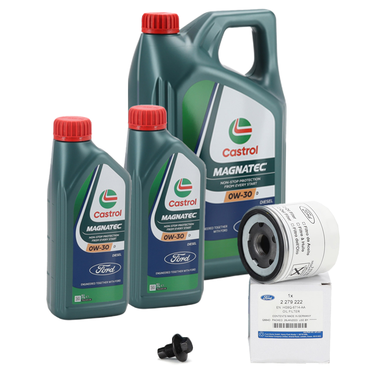 7L ORIGINAl Ford CASTROL MAGNATEC 0W-30 D Motor&ouml;l + &Ouml;lfilter Focus 4 Mondeo 5 2.0 EcoBlue